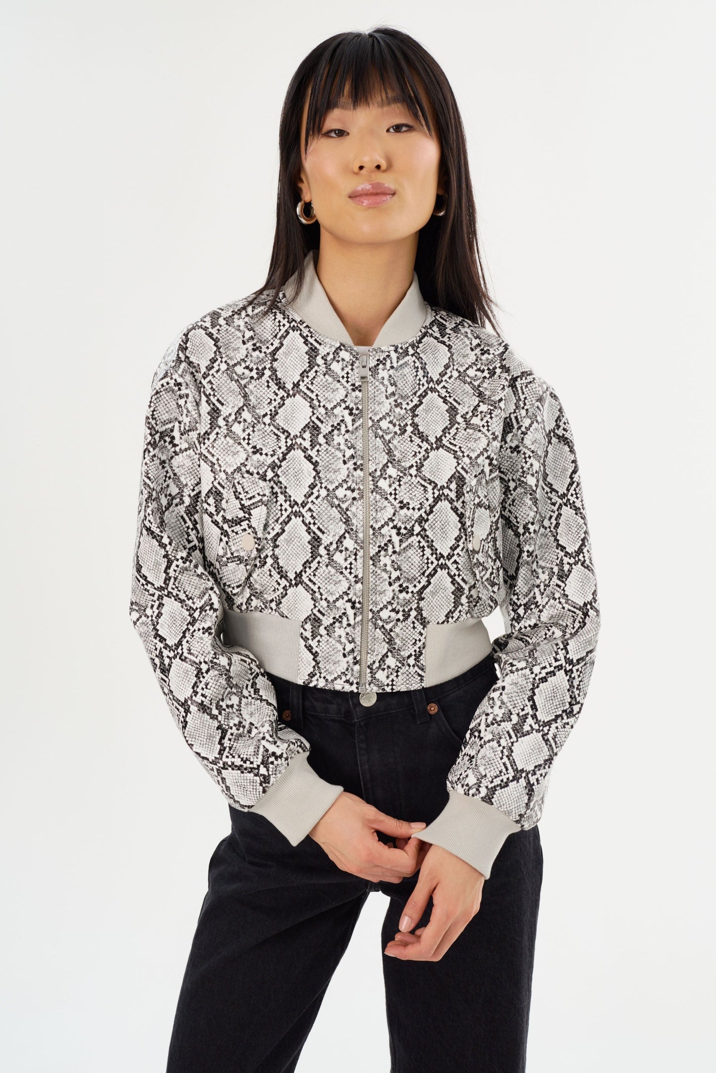 EVELIN | Faux Leather Cropped Bomber