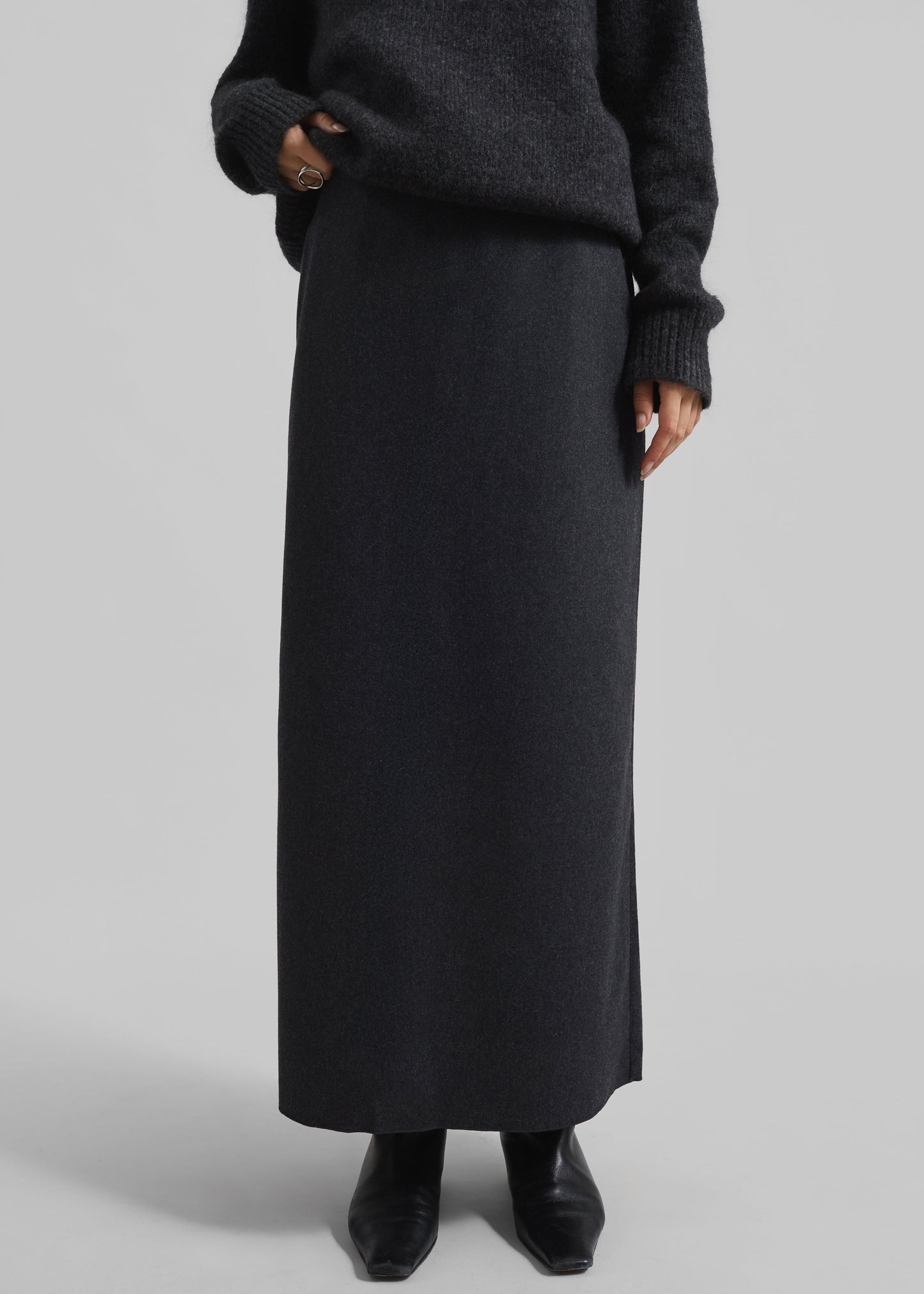 Evesham Wool Maxi Skirt - Charcoal