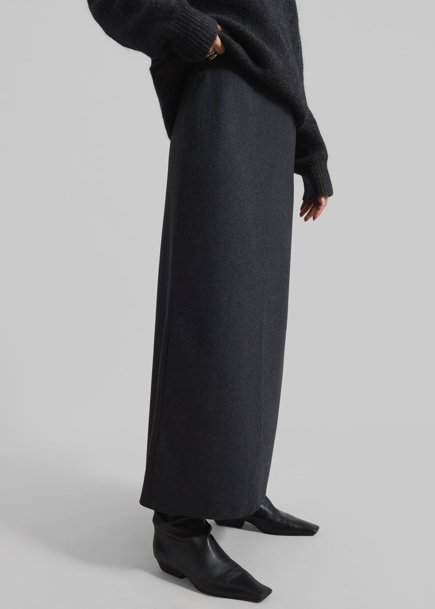 Evesham Wool Maxi Skirt - Charcoal