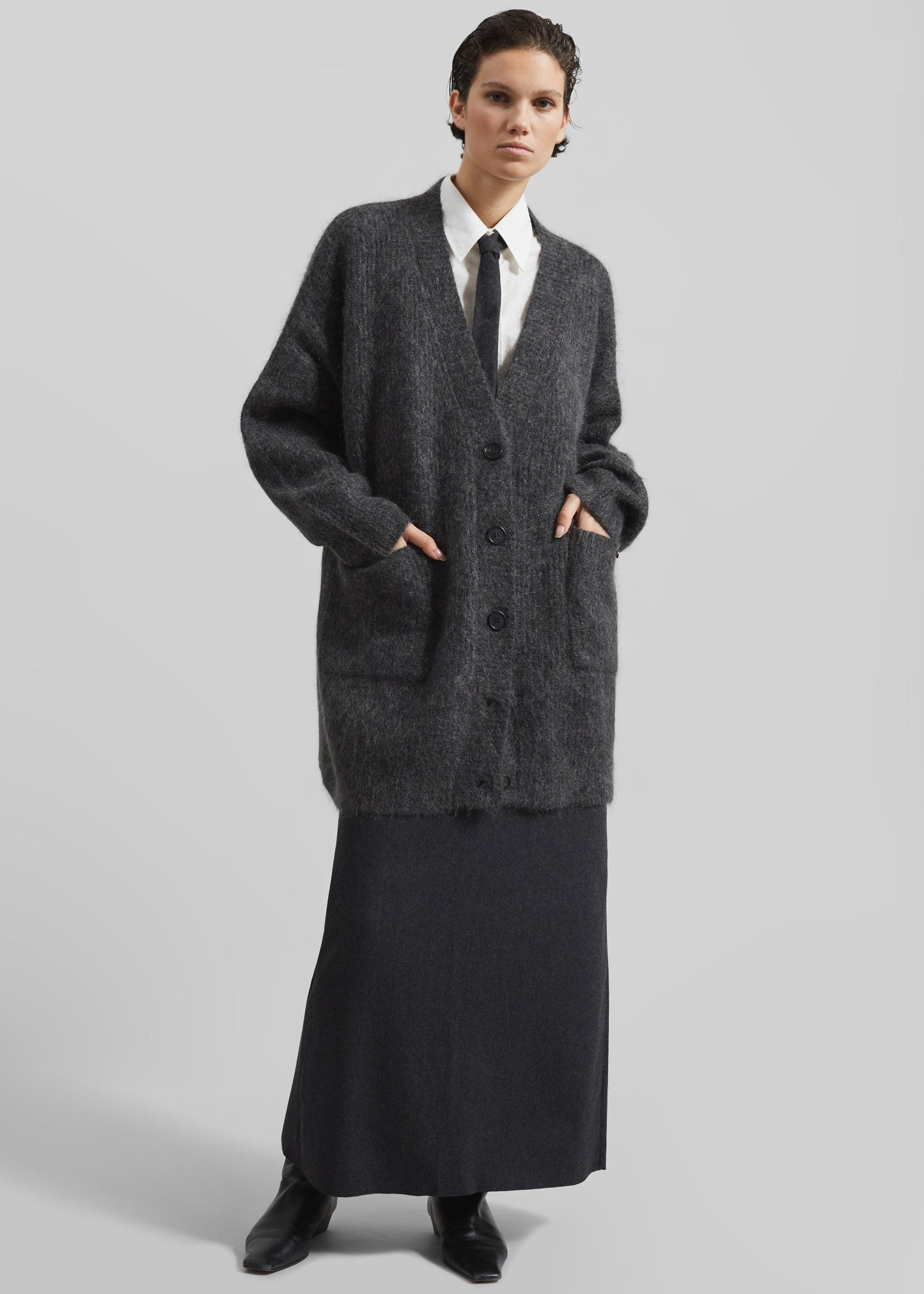 Evesham Wool Maxi Skirt - Charcoal