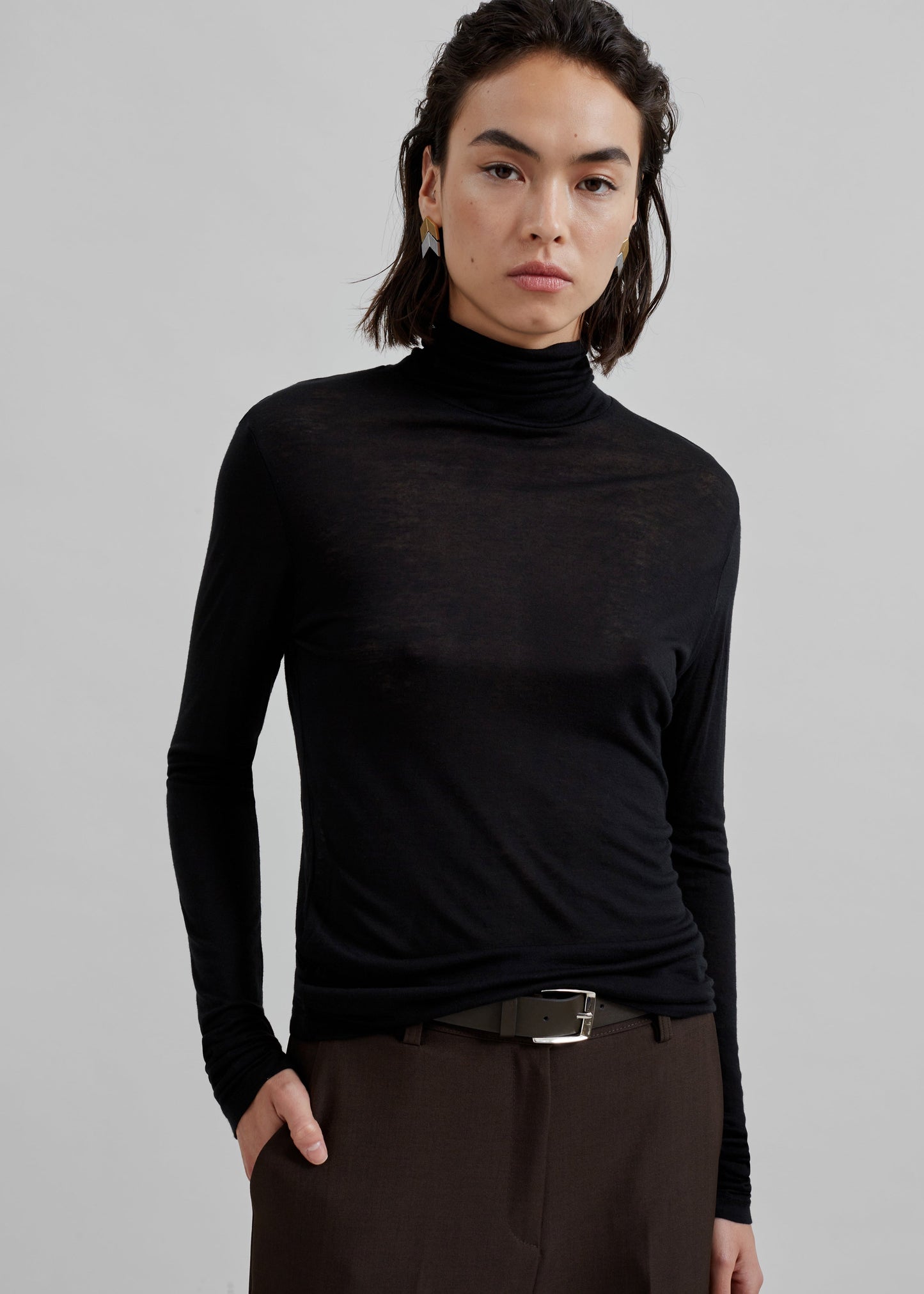 Evren Sheer Turtleneck - Black