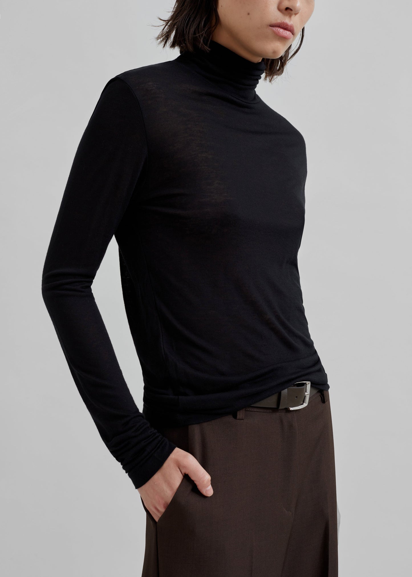 Evren Sheer Turtleneck - Black