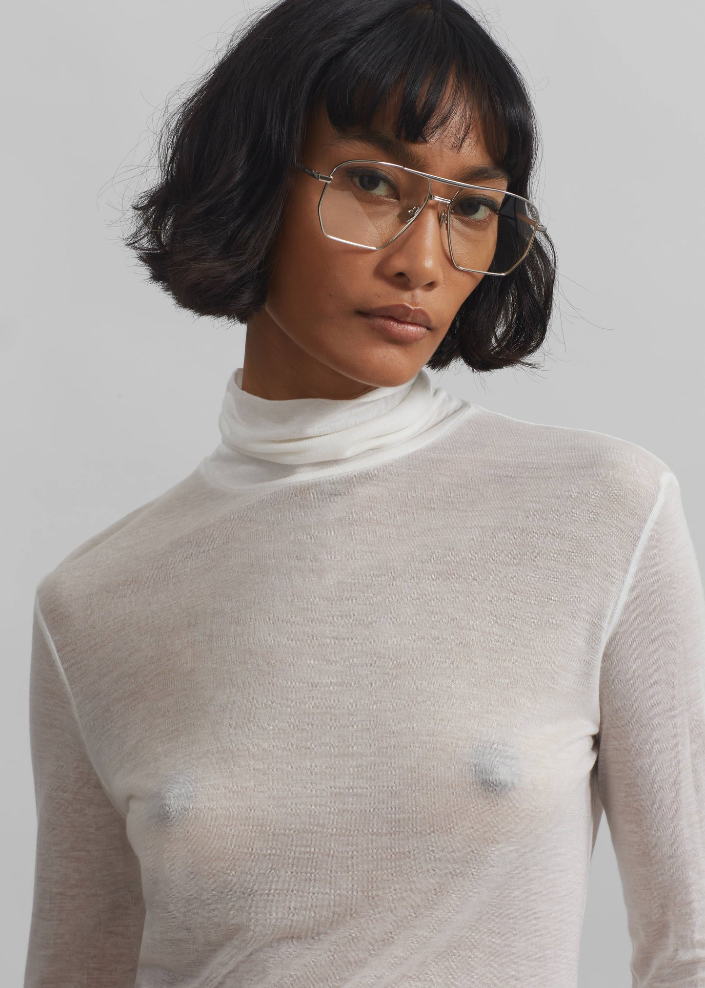 Evren Sheer Turtleneck - White