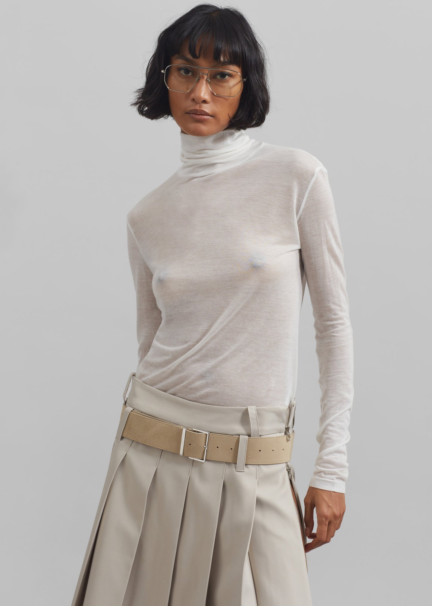 Evren Sheer Turtleneck - White