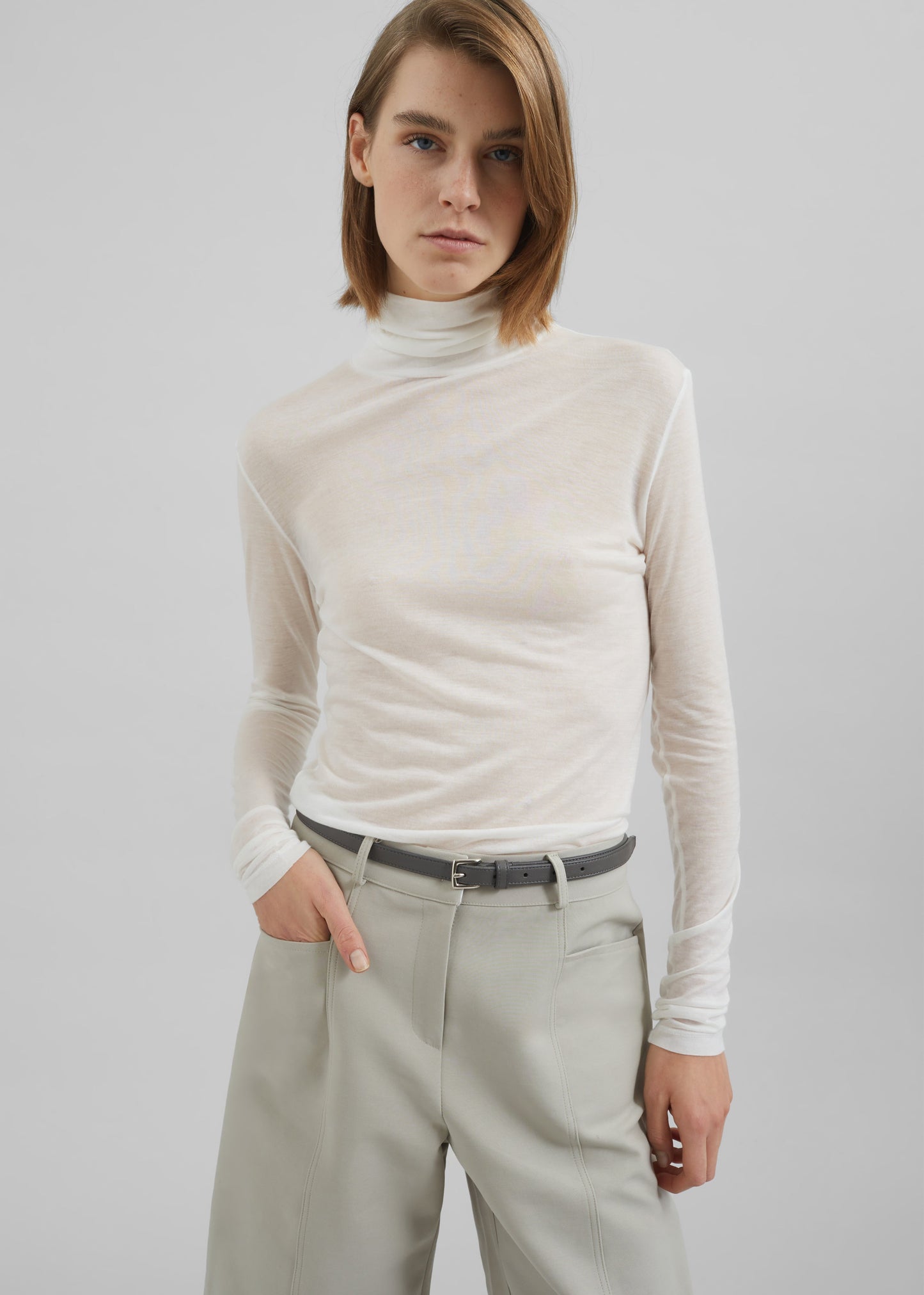 Evren Sheer Turtleneck - White