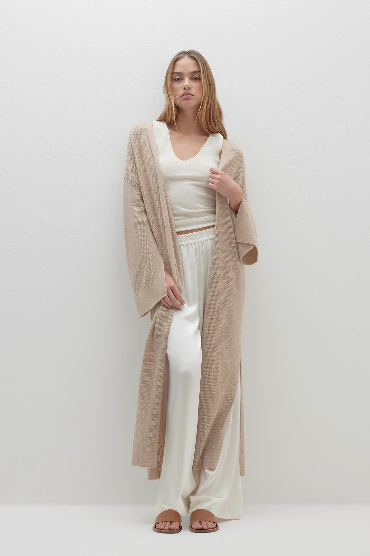 HOLLY MESH LONGLINE CASHMERE CARDIGAN