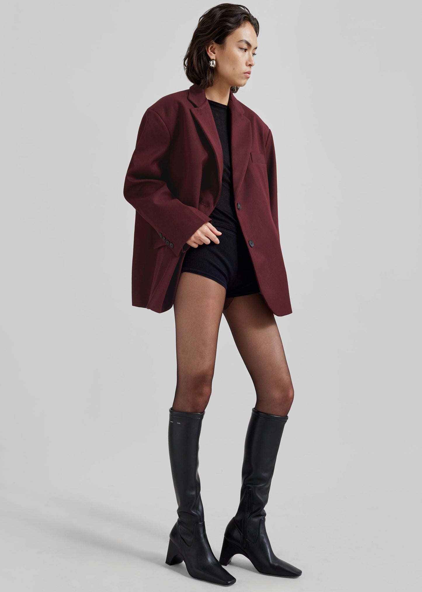 Frankie Oversized Boyfriend Blazer - Burgundy