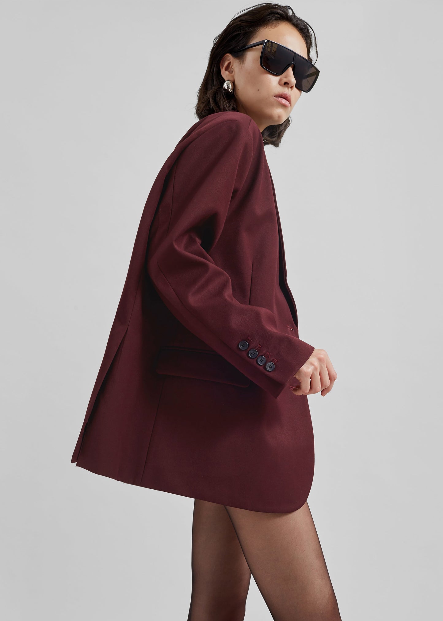 Frankie Oversized Boyfriend Blazer - Burgundy