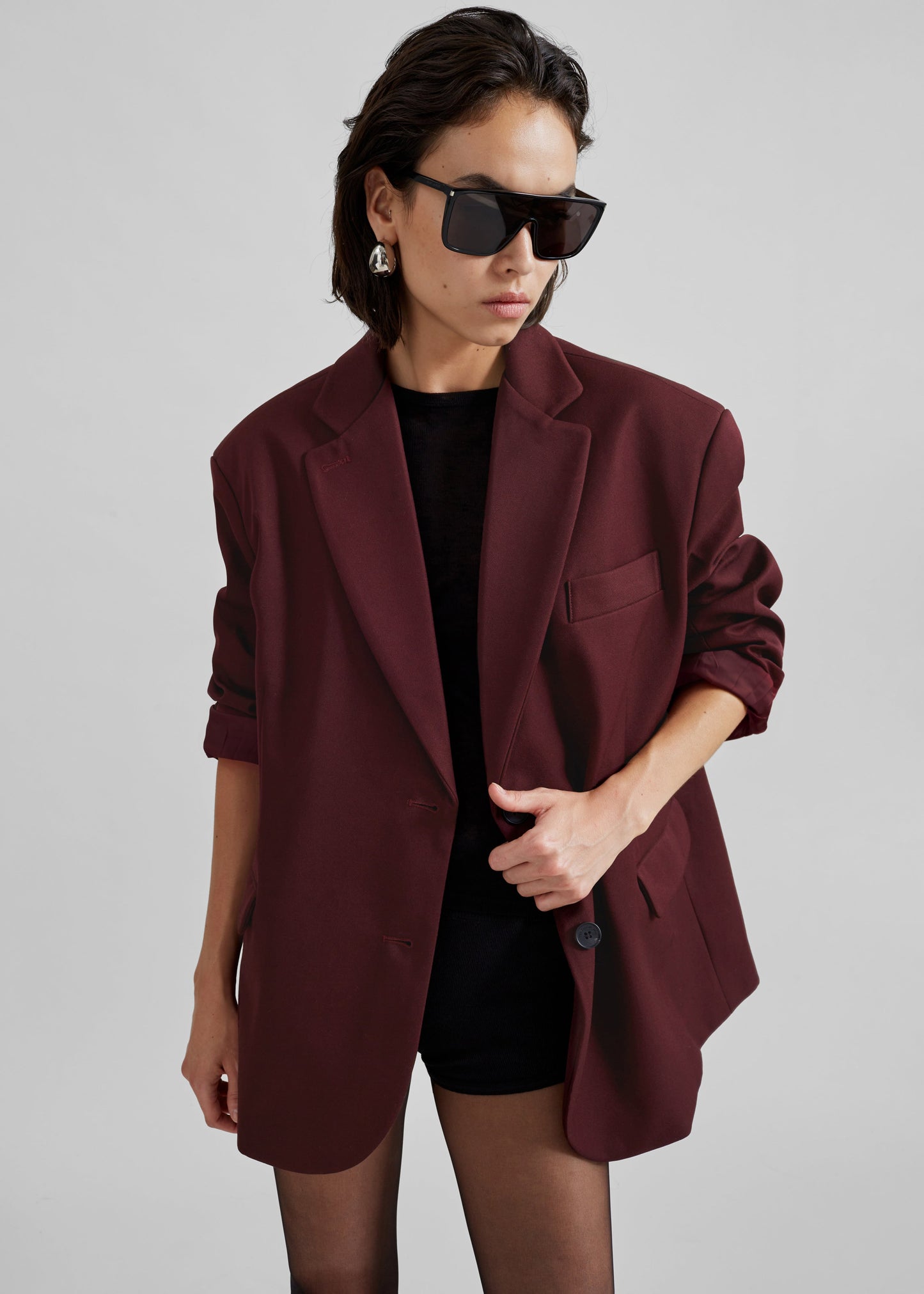 Frankie Oversized Boyfriend Blazer - Burgundy