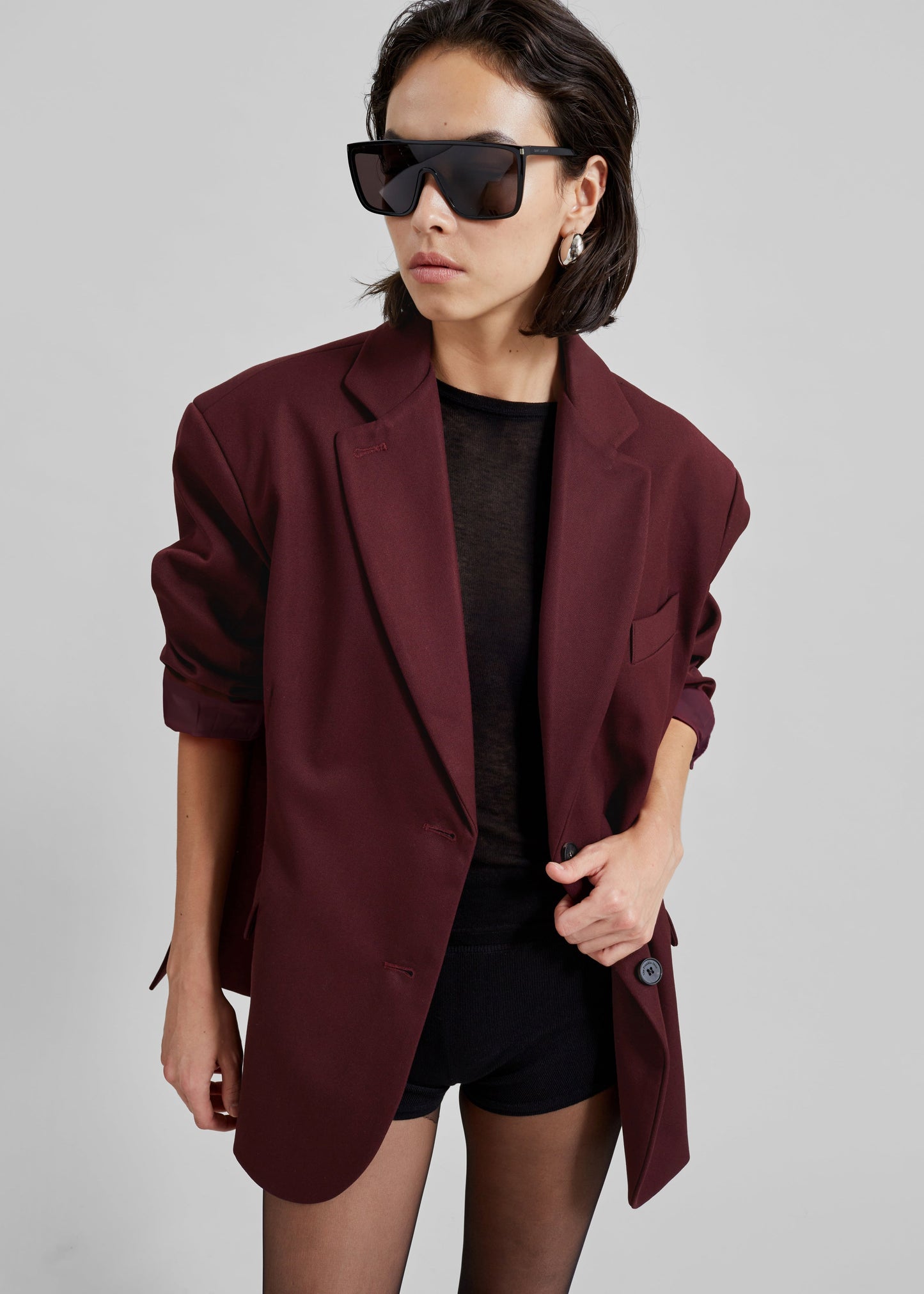 Frankie Oversized Boyfriend Blazer - Burgundy