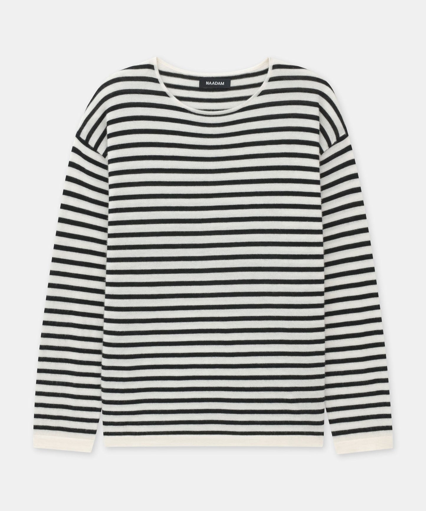 Fancy Cashmere Striped Relaxed Crewneck