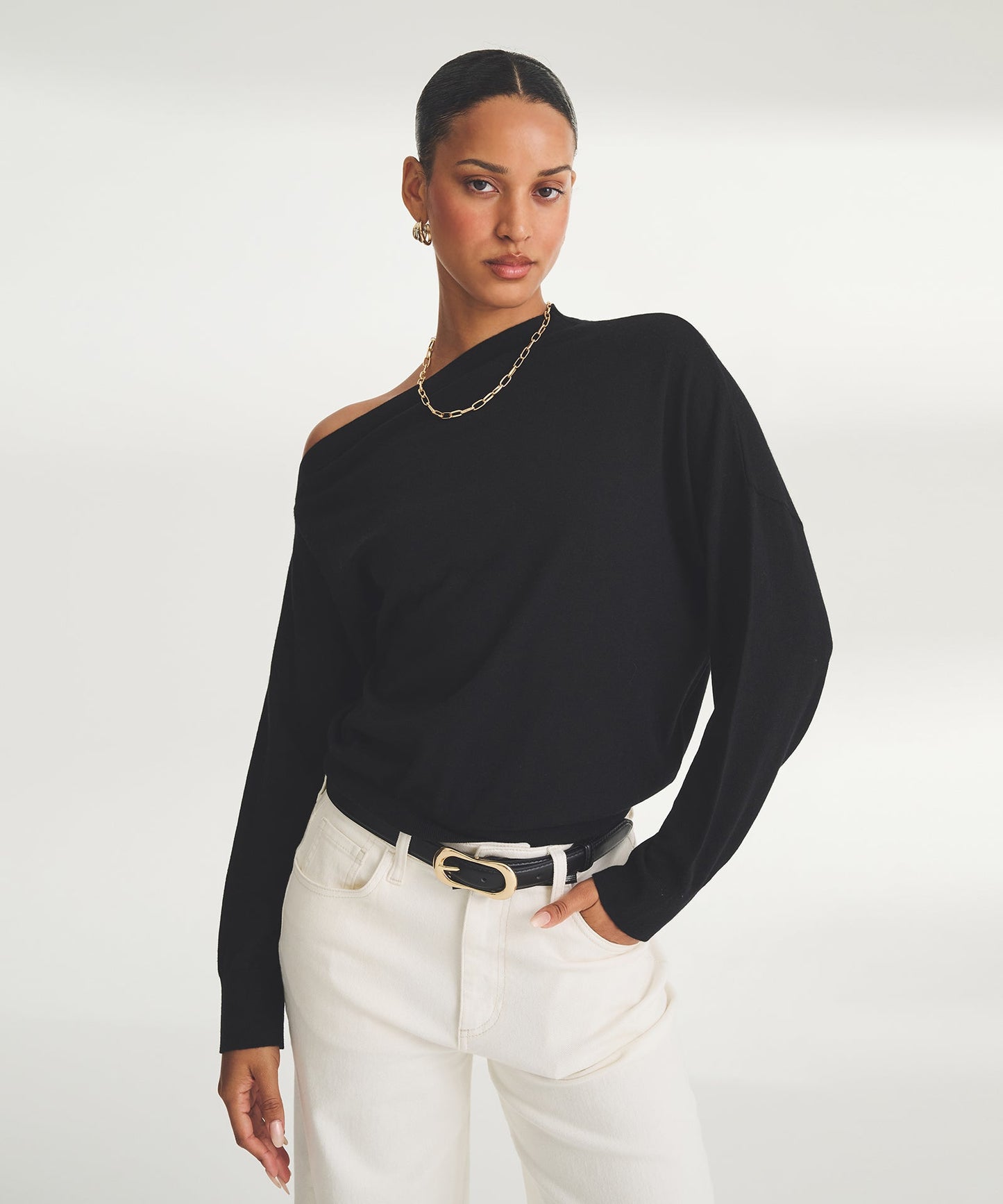 Fancy Cashmere Asymmetrical Top