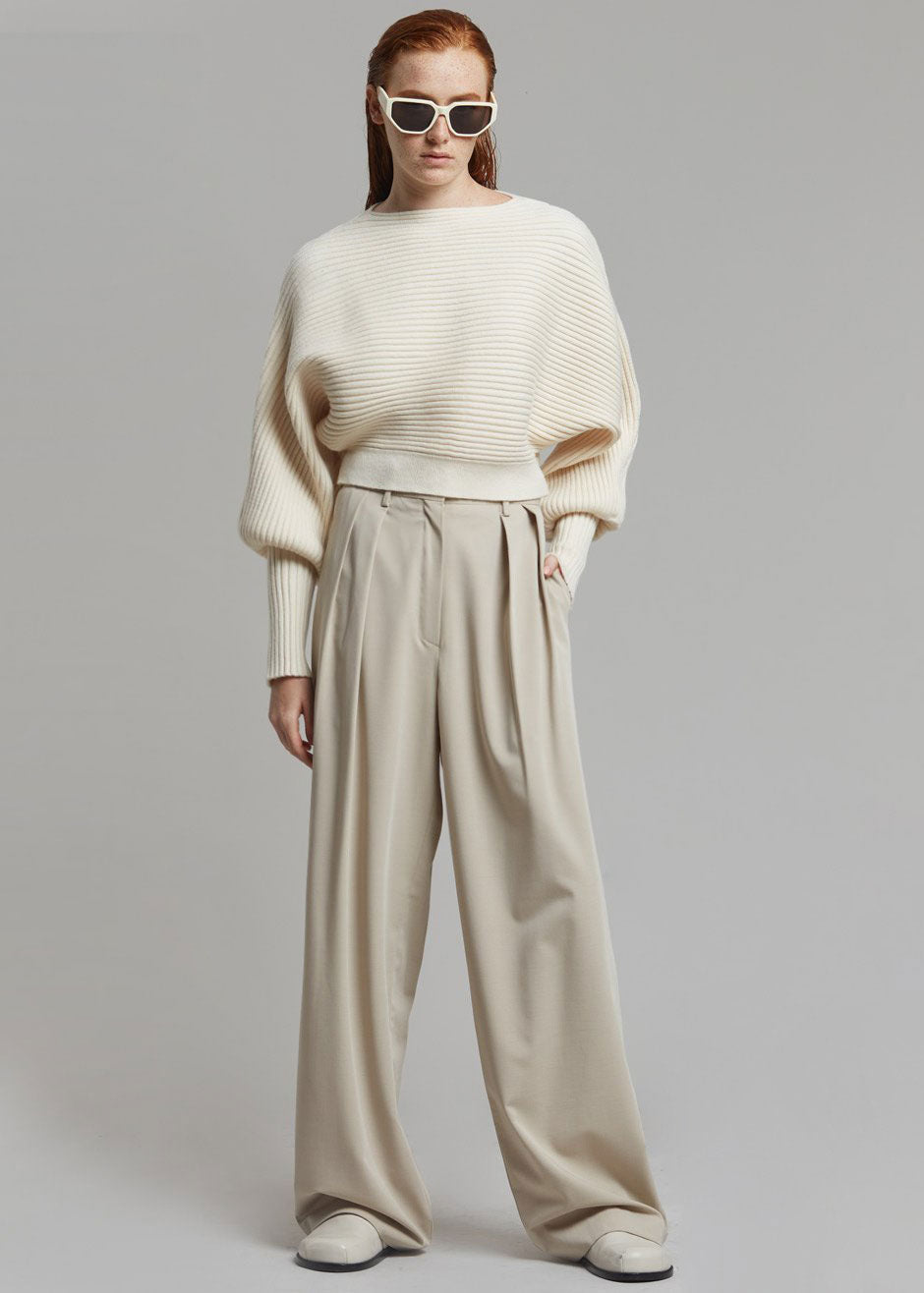 Tansy Pleated Trousers - Beige