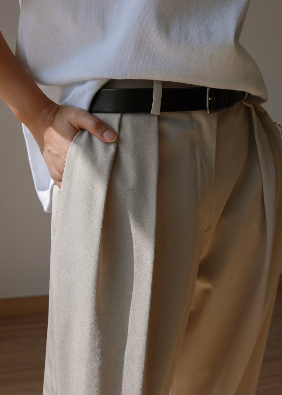 Tansy Pleated Trousers - Beige