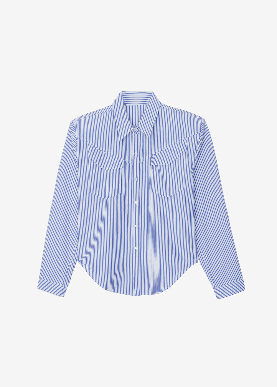 Jeanne Padded Shirt - White Stripe