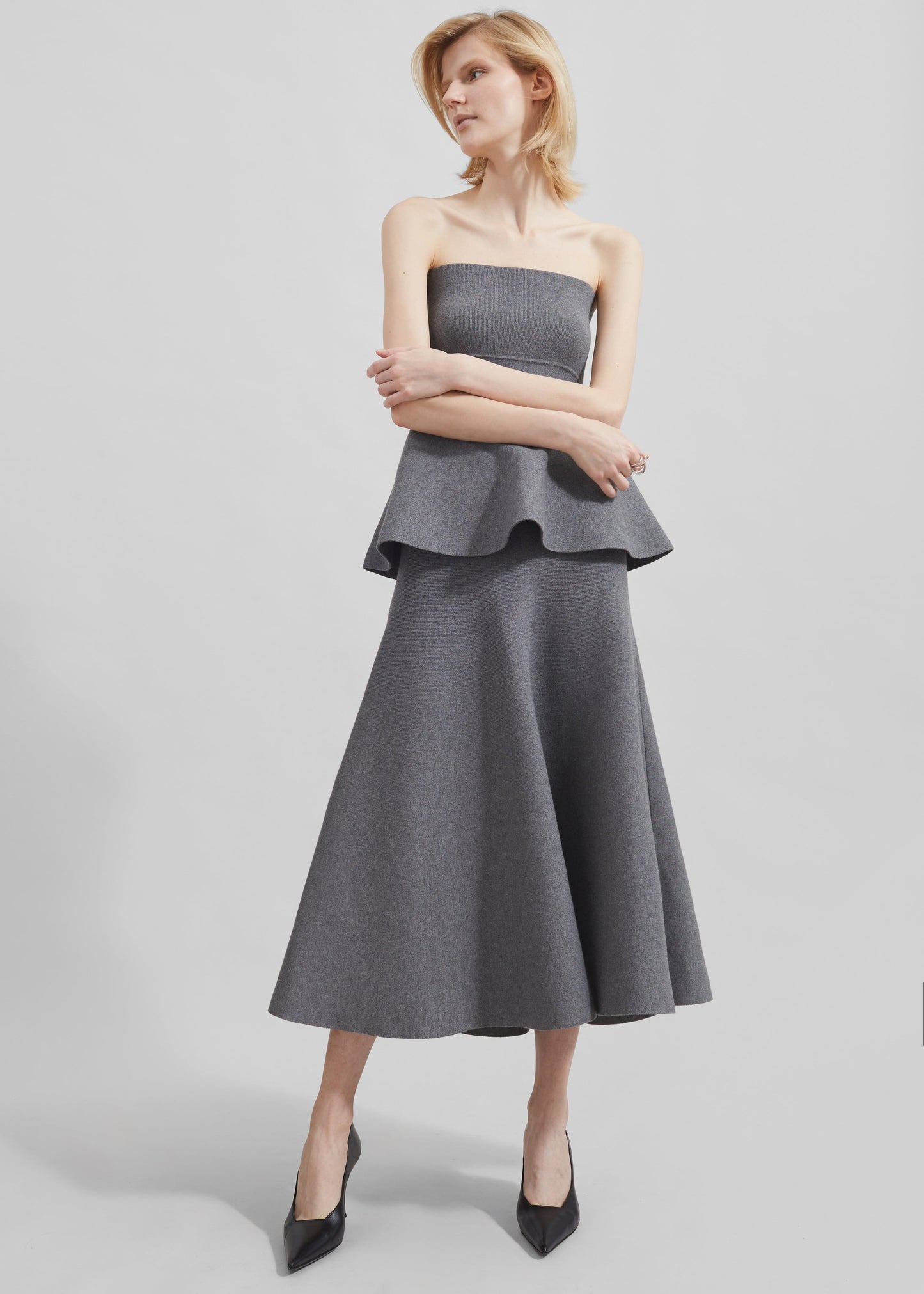 Gabrielle Knit Midi Skirt - Dark Grey