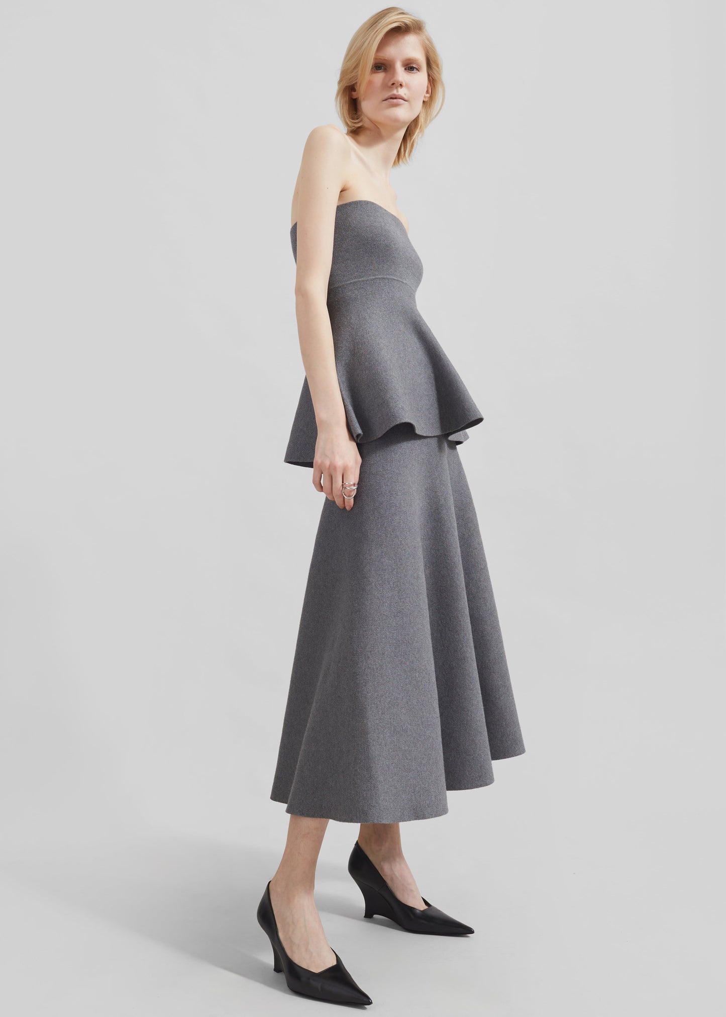 Gabrielle Knit Midi Skirt - Dark Grey