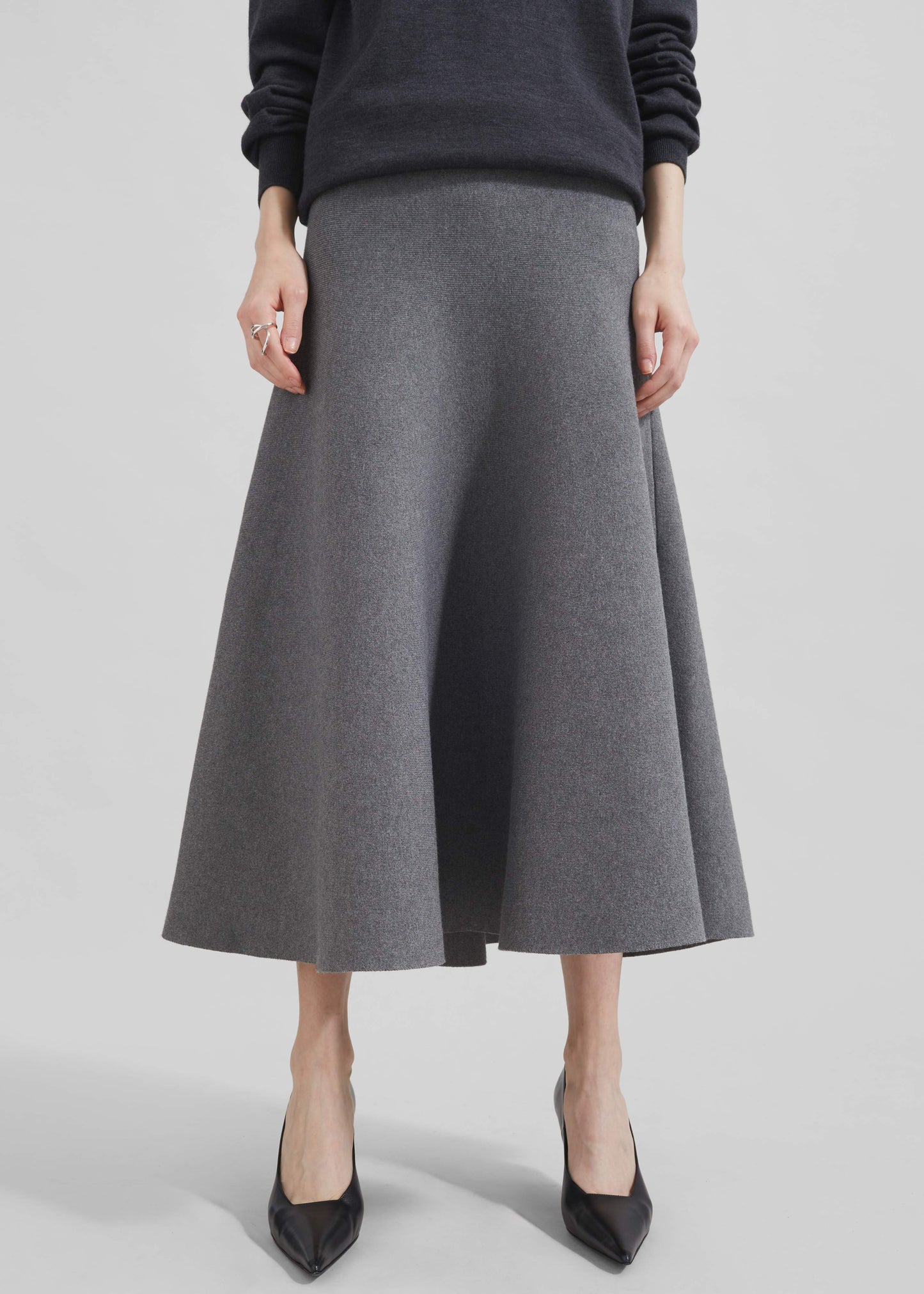 Gabrielle Knit Midi Skirt - Dark Grey