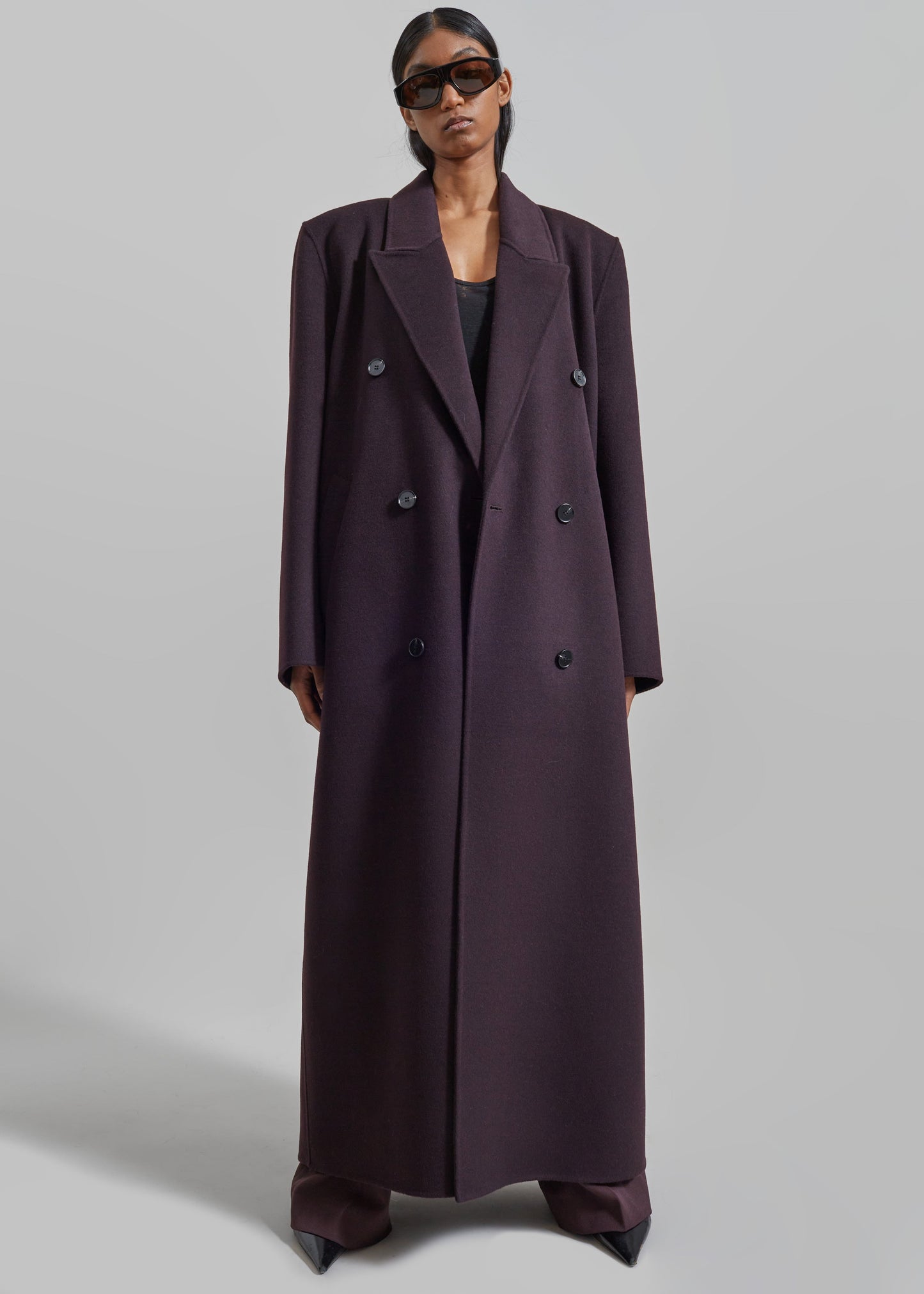 Gaia Double Breasted Coat - Dark Plum