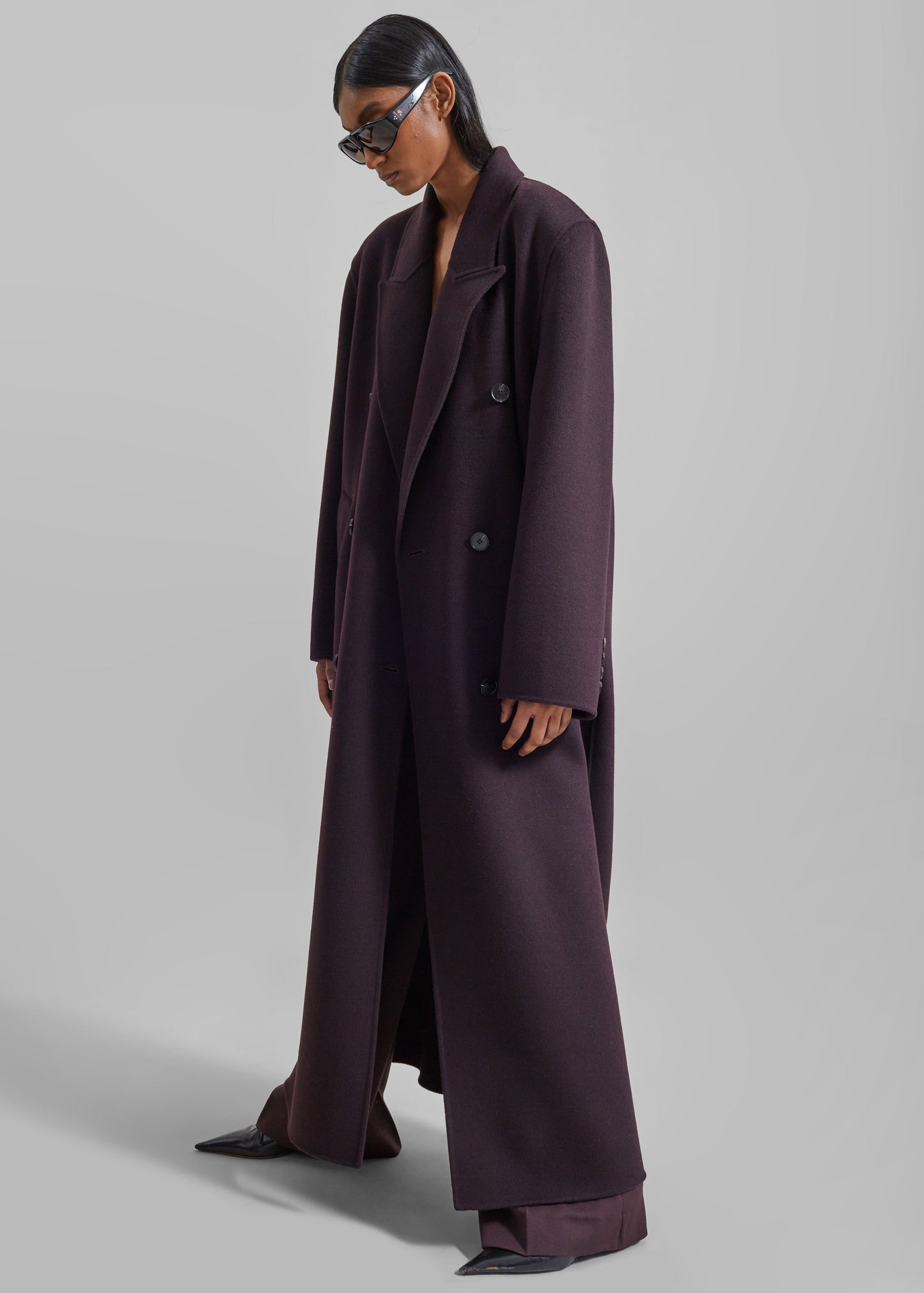 Gaia Double Breasted Coat - Dark Plum