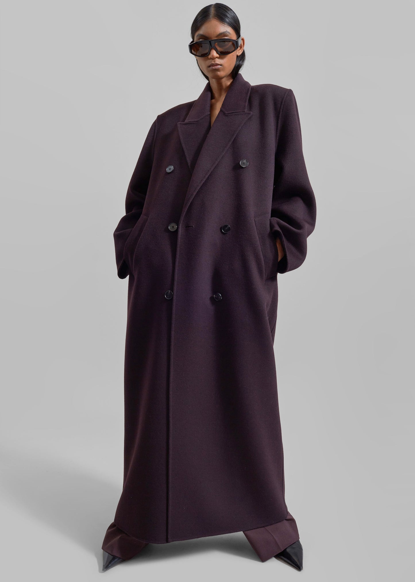 Gaia Double Breasted Coat - Dark Plum