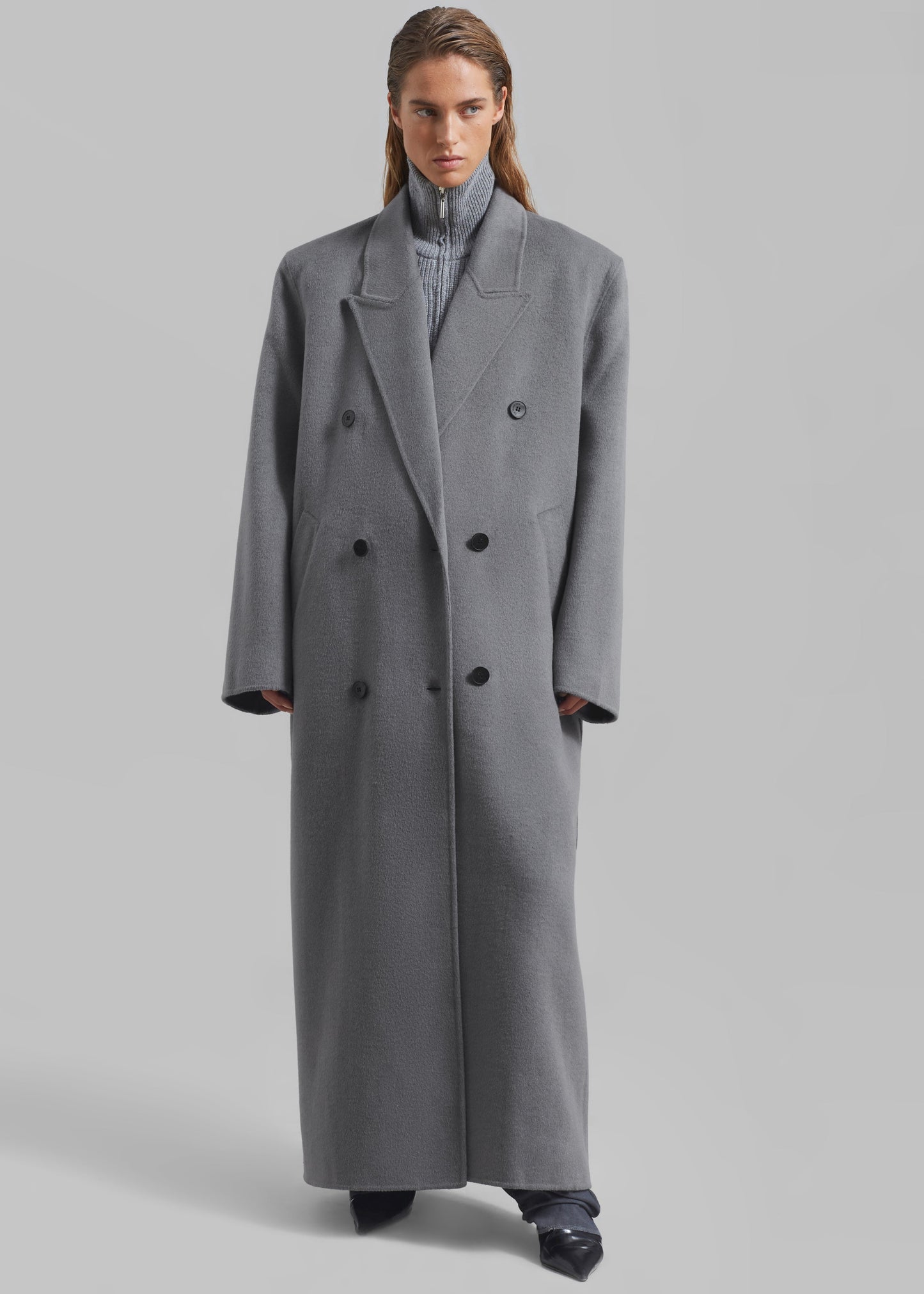 Gaia Double Breasted Coat - Grey