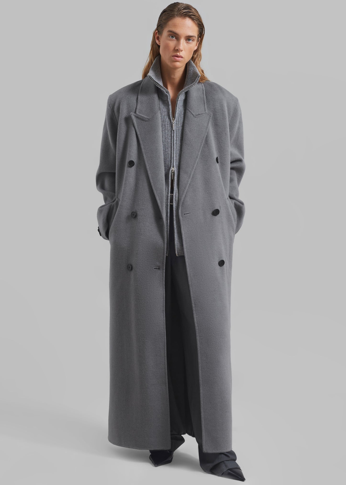 Gaia Double Breasted Coat - Grey