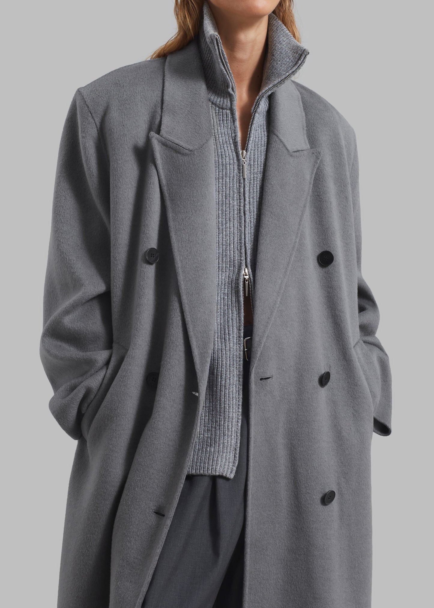 Gaia Double Breasted Coat - Grey