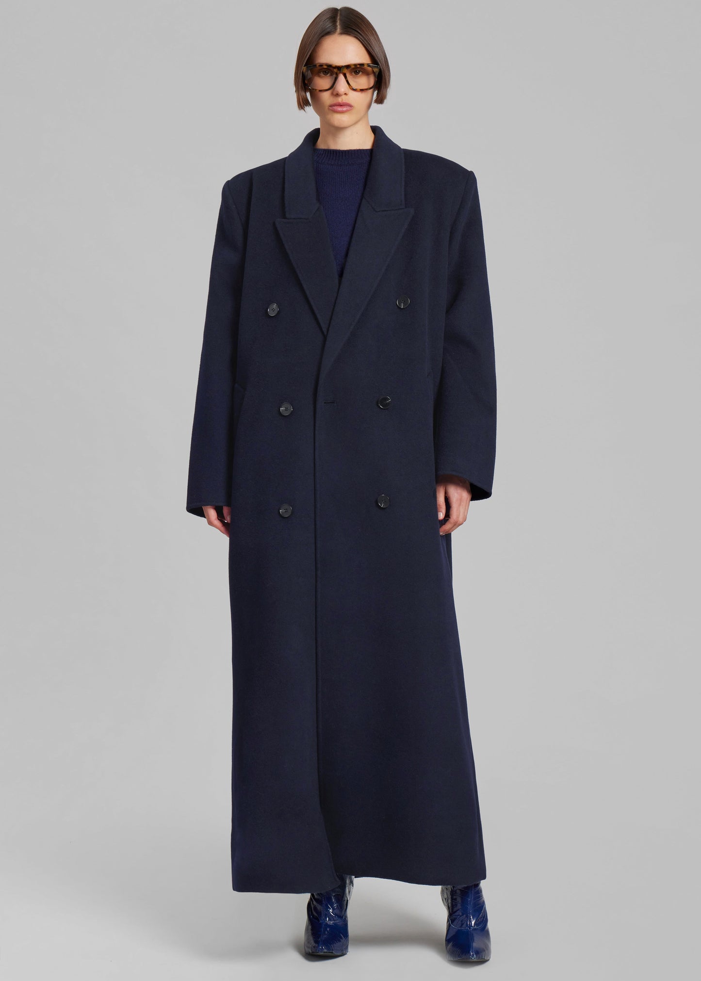 Gaia Double Breasted Coat - Navy