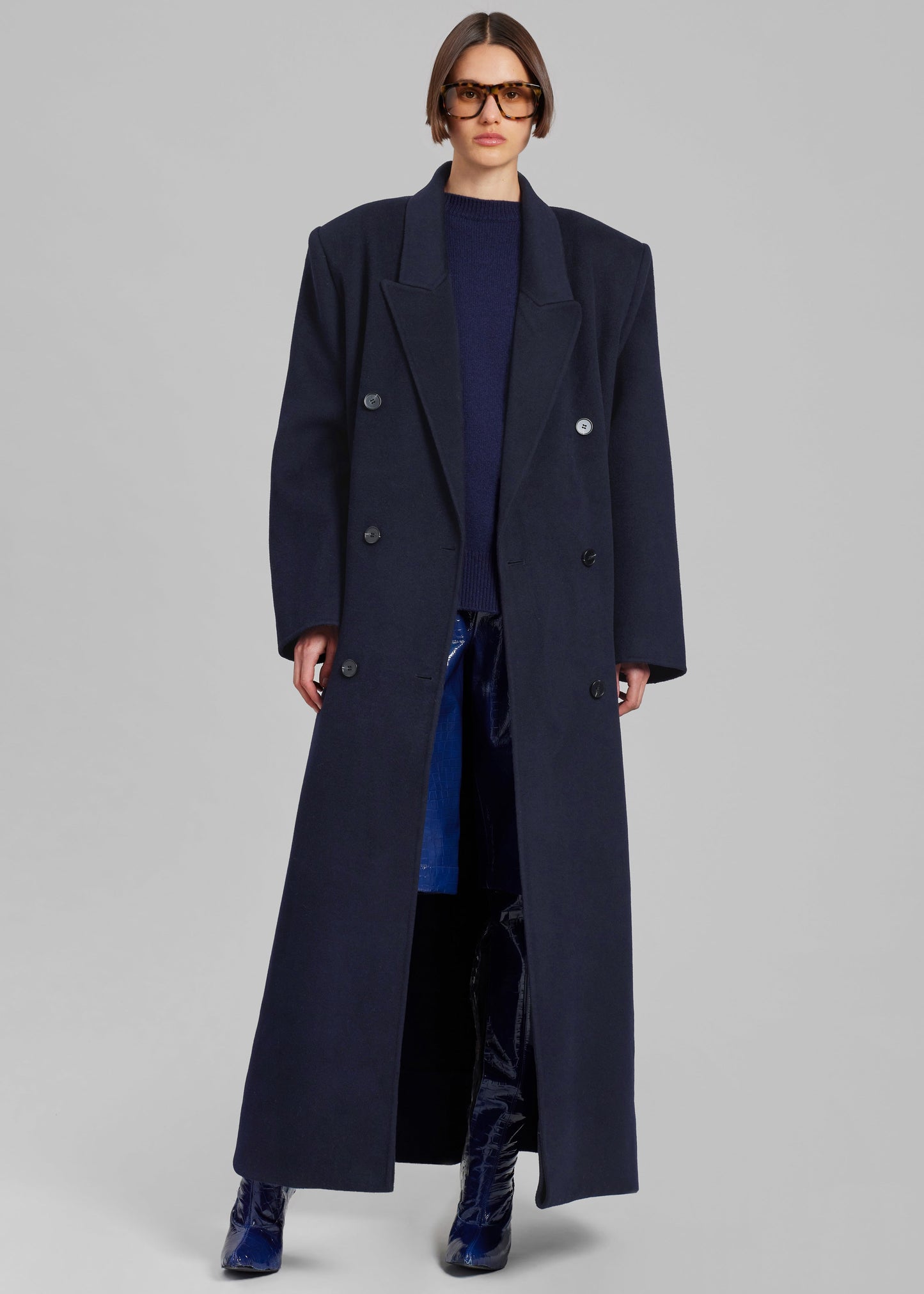 Gaia Double Breasted Coat - Navy