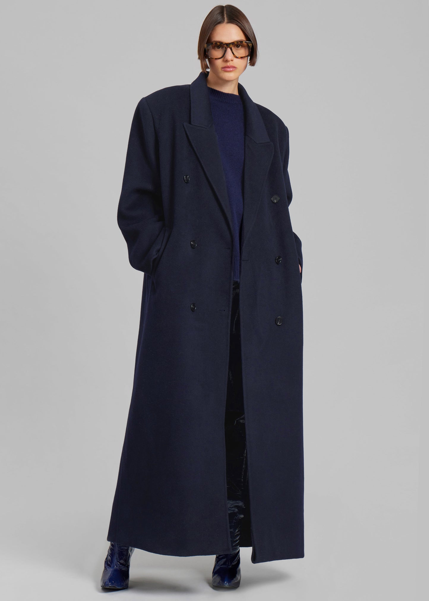 Gaia Double Breasted Coat - Navy