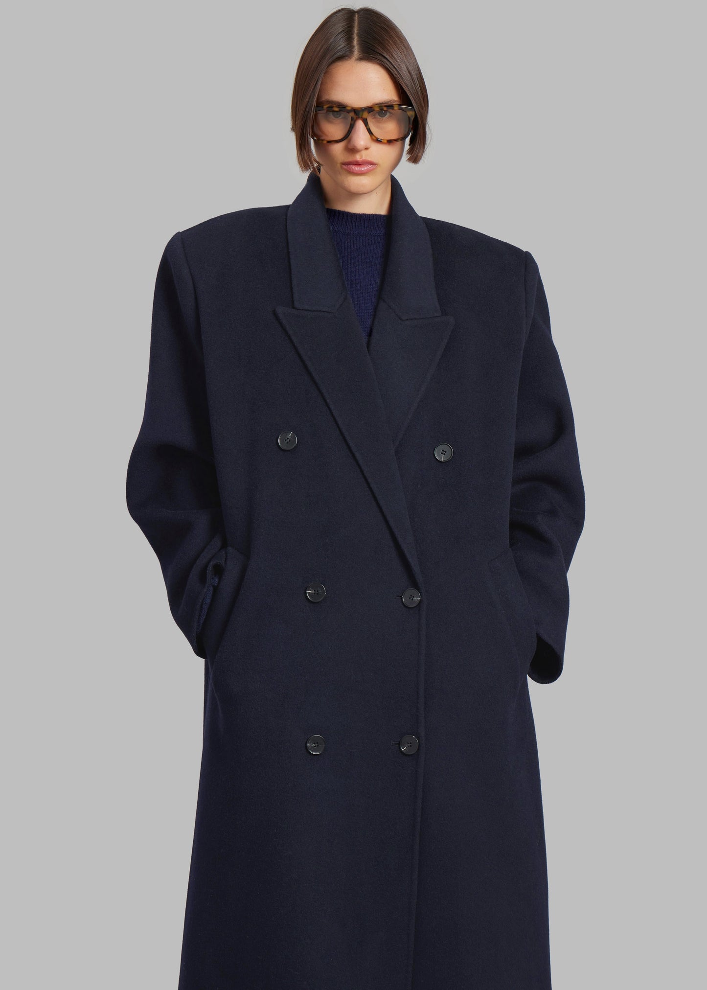 Gaia Double Breasted Coat - Navy