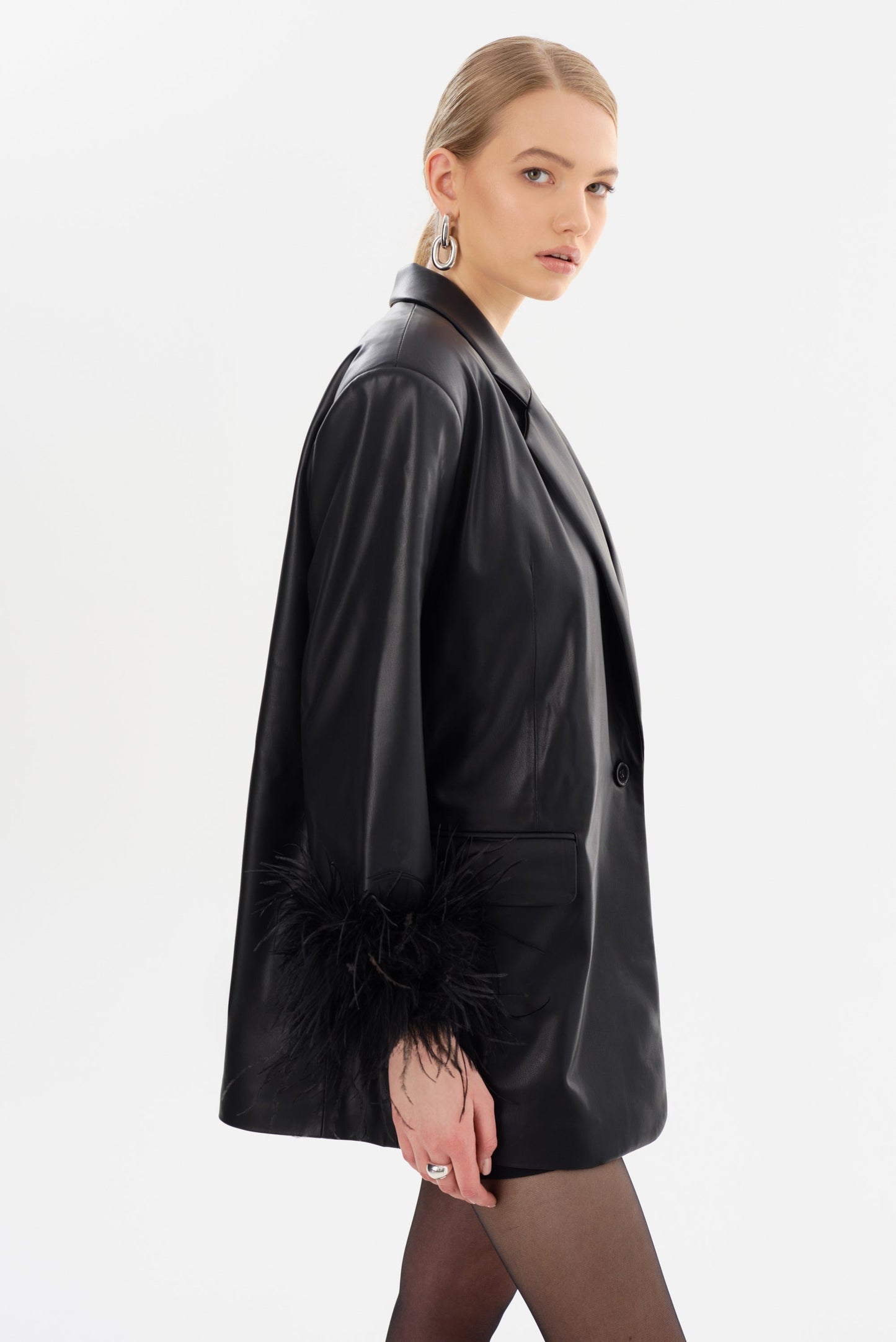 GALIA | Feather Trim Blazer