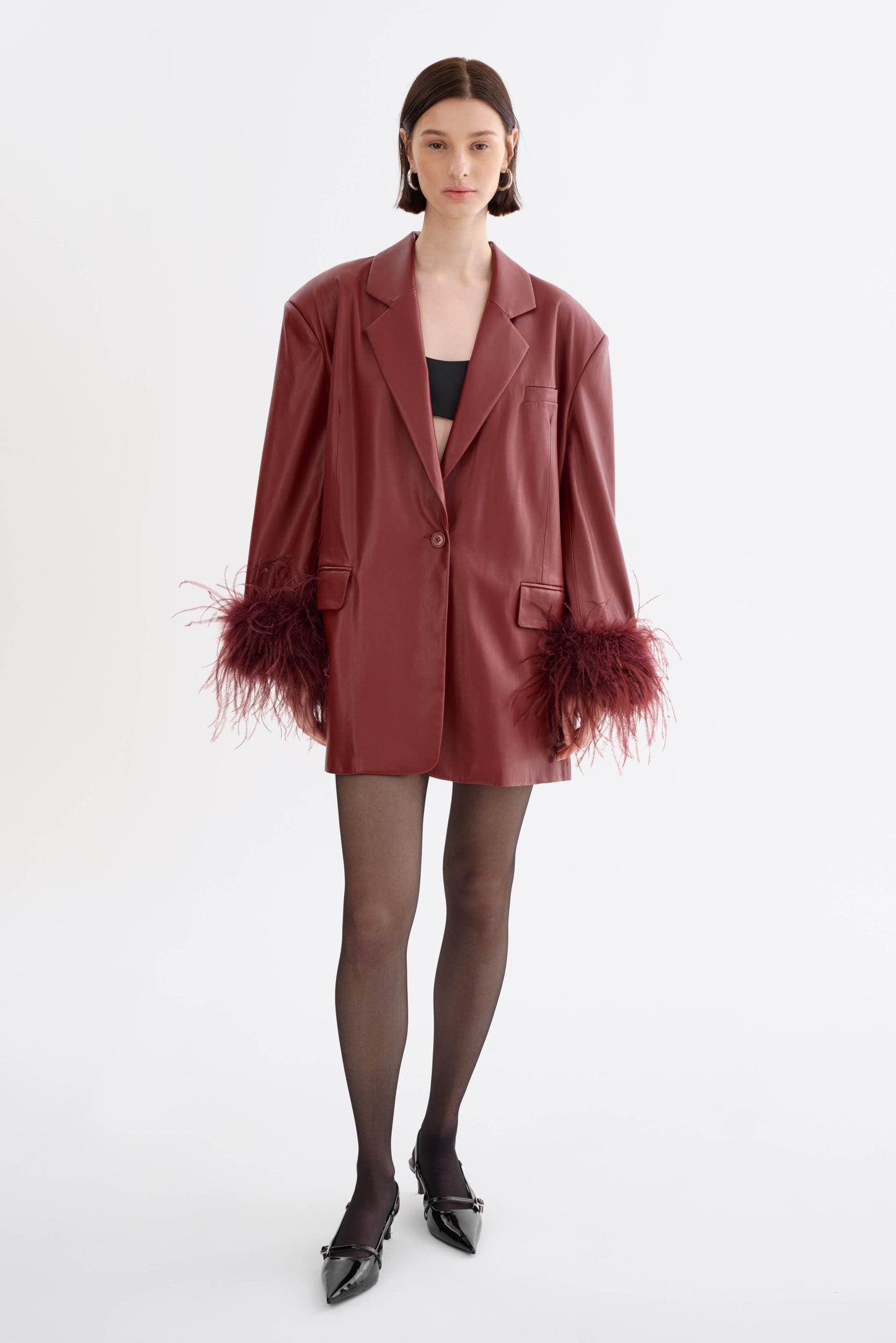 GALIA | Feather Trim Blazer