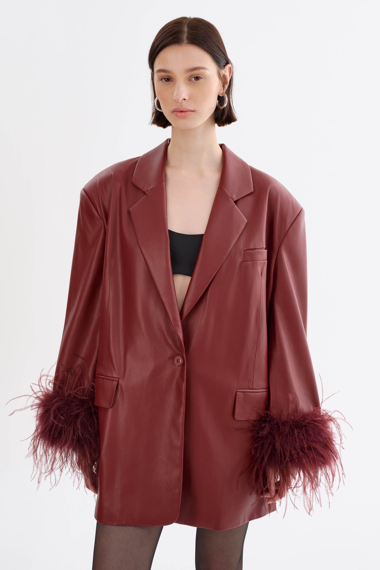 GALIA | Feather Trim Blazer