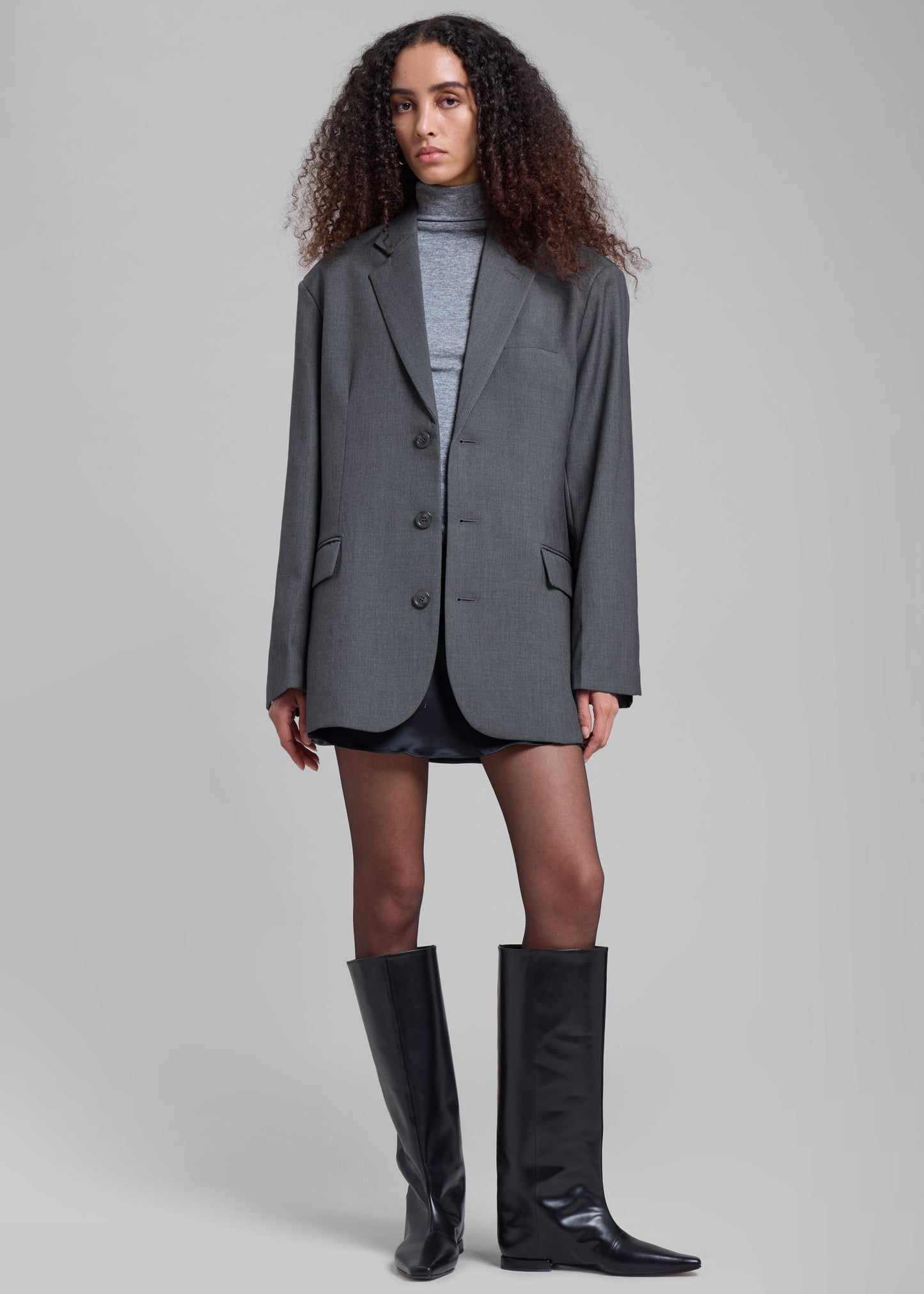 Gelso Oversized Blazer - Dark Grey Melange