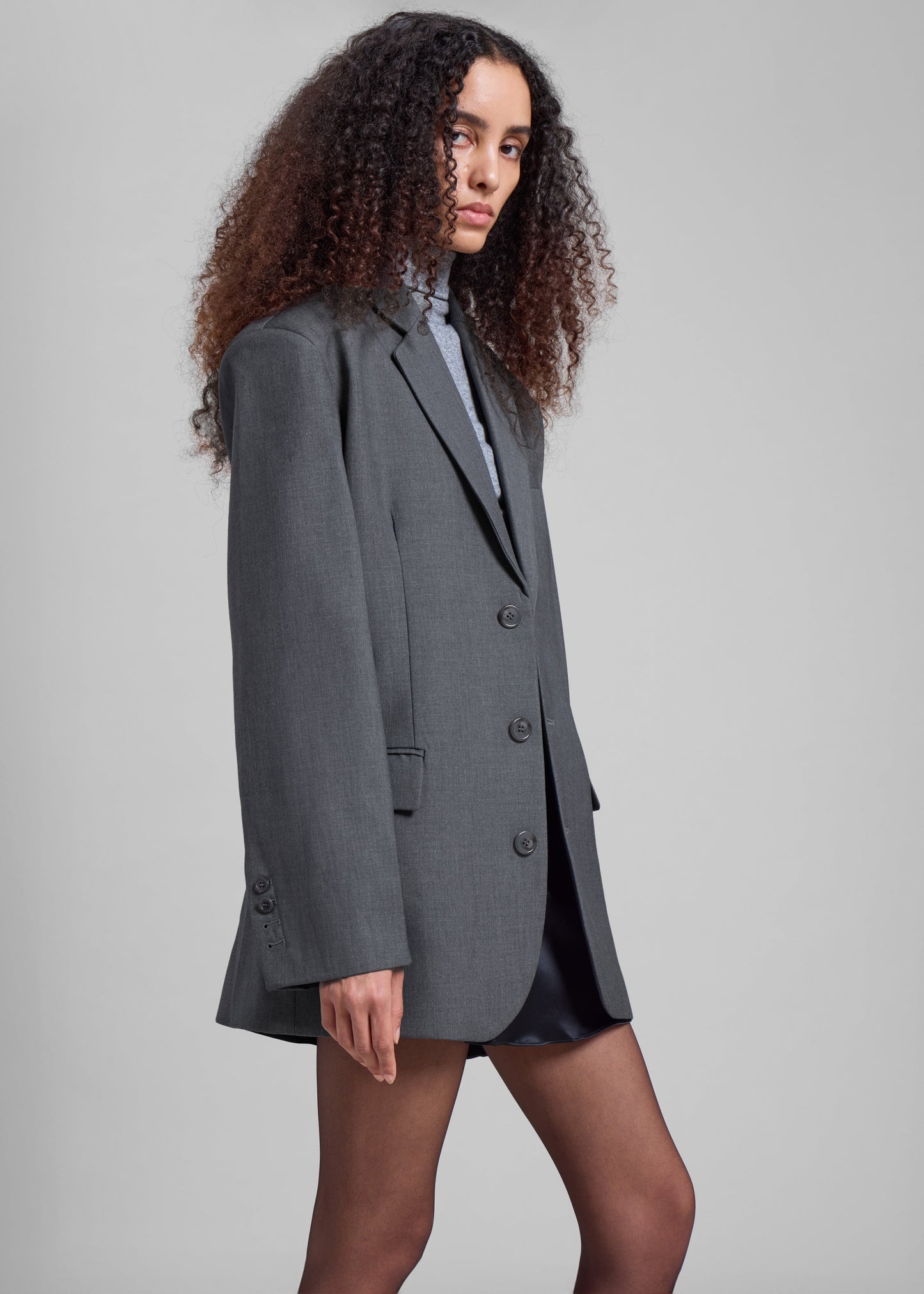 Gelso Oversized Blazer - Dark Grey Melange