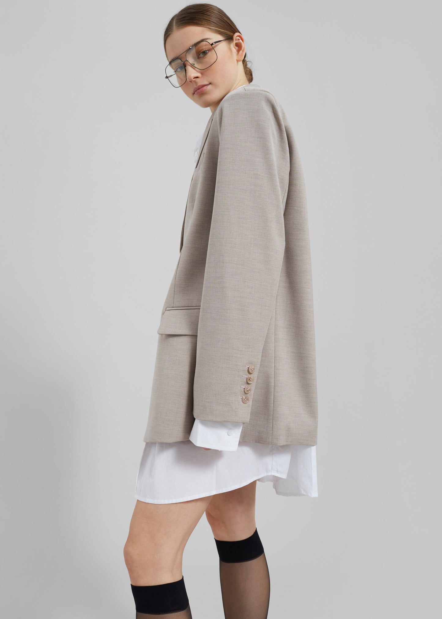 Gelso Oversized Blazer - Light Taupe Melange