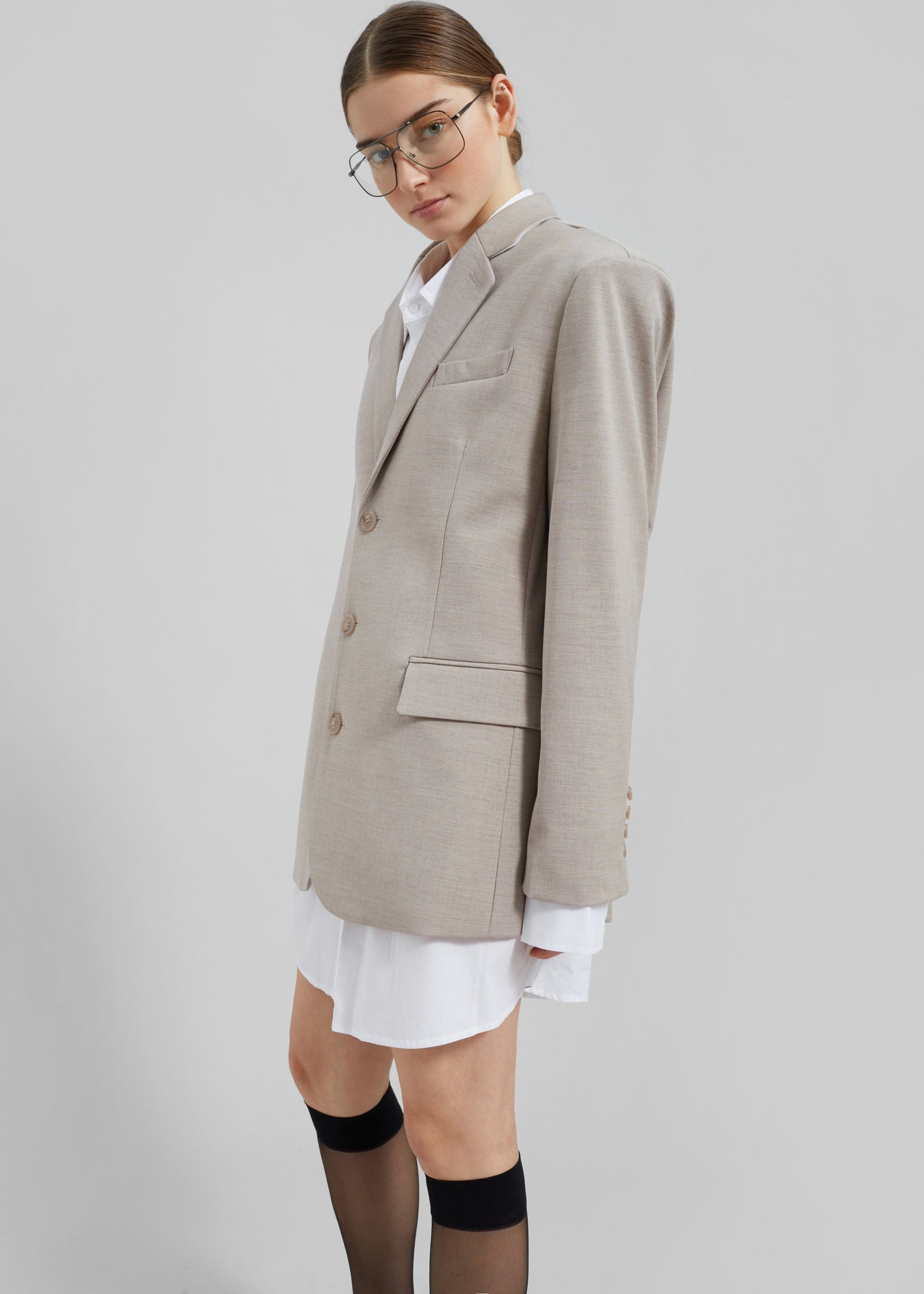 Gelso Oversized Blazer - Light Taupe Melange