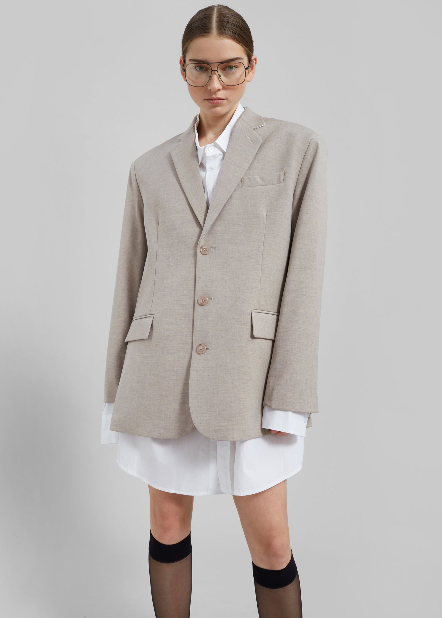 Gelso Oversized Blazer - Light Taupe Melange