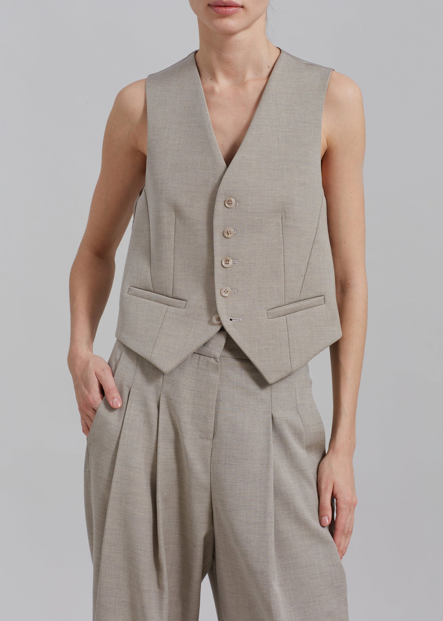 Gelso Waistcoat - Light Taupe Melange