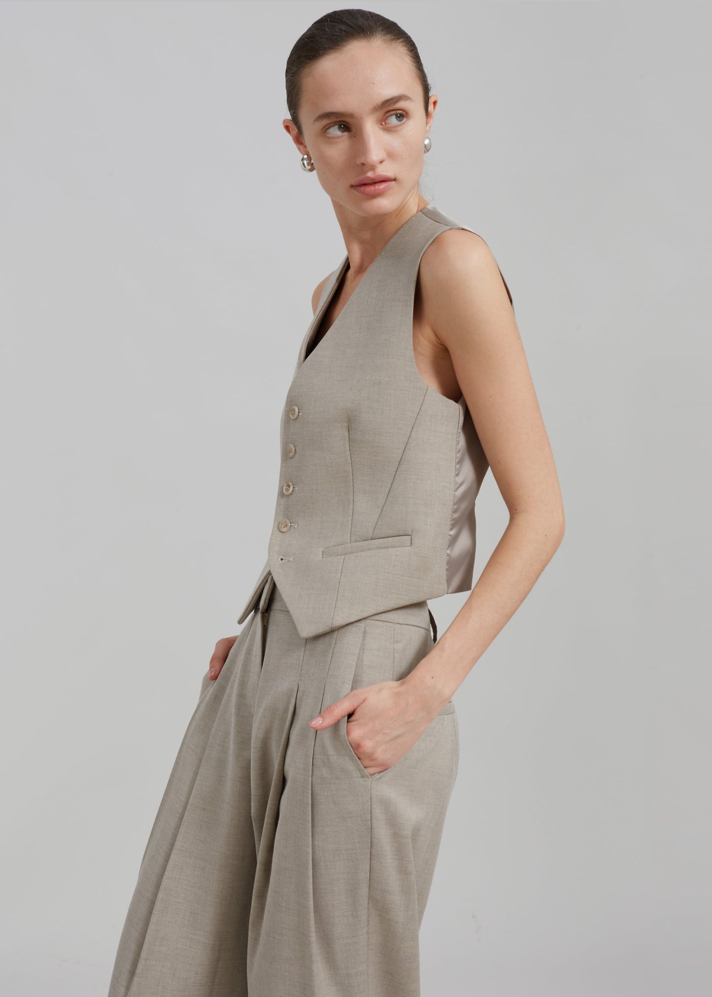 Gelso Waistcoat - Light Taupe Melange