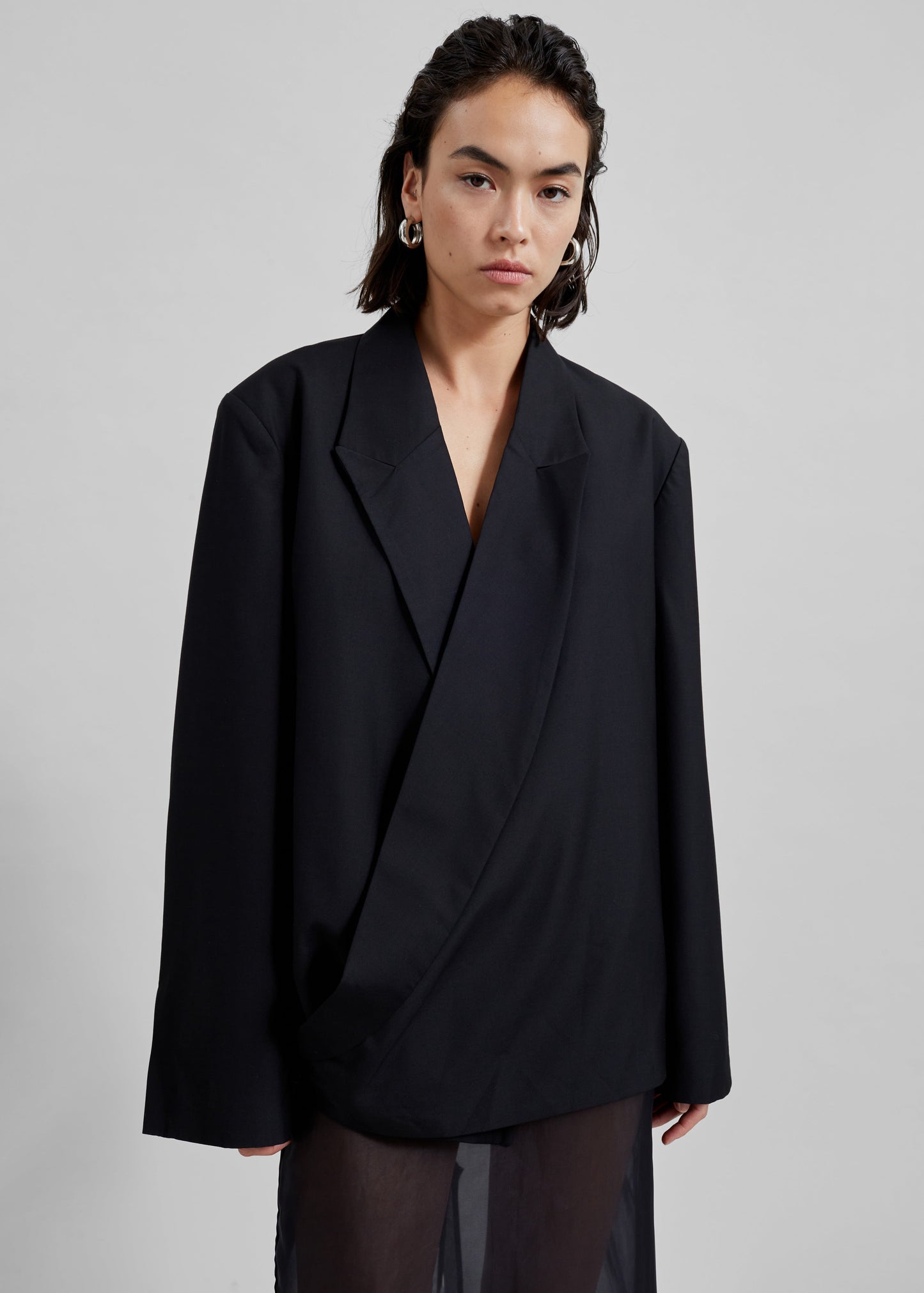 Geneva Wrap Blazer - Black