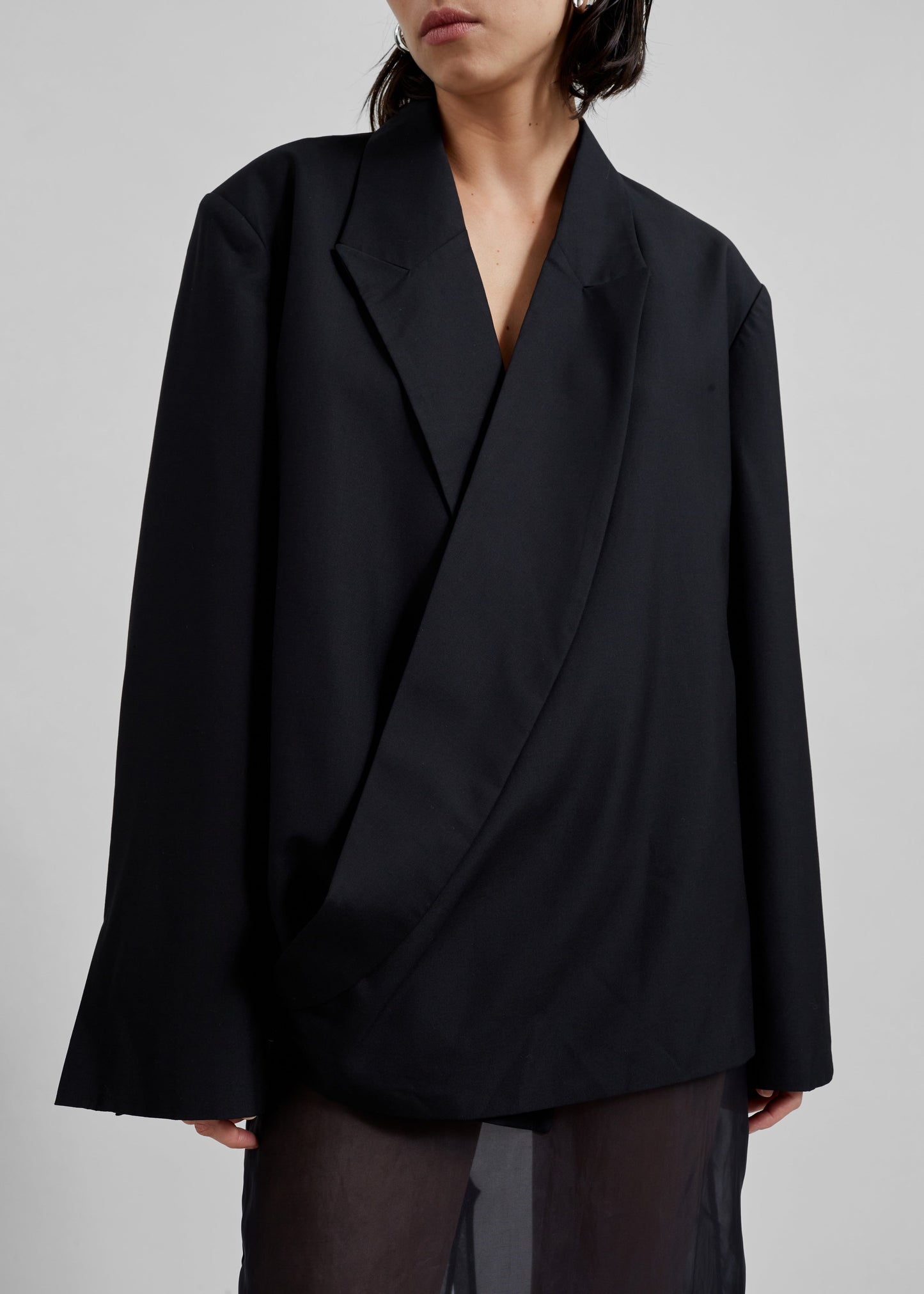 Geneva Wrap Blazer - Black