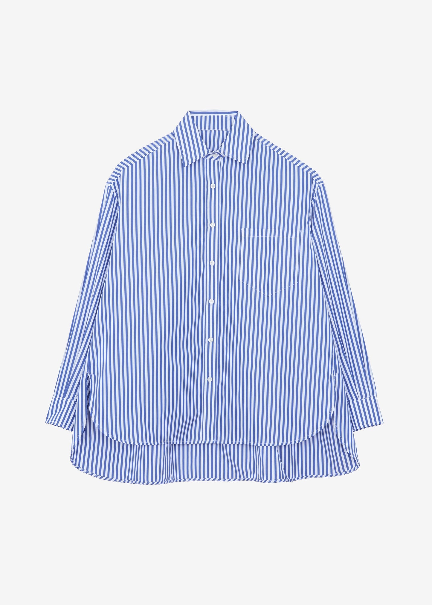 Georgia Boxy Shirt - White/Blue Stripe