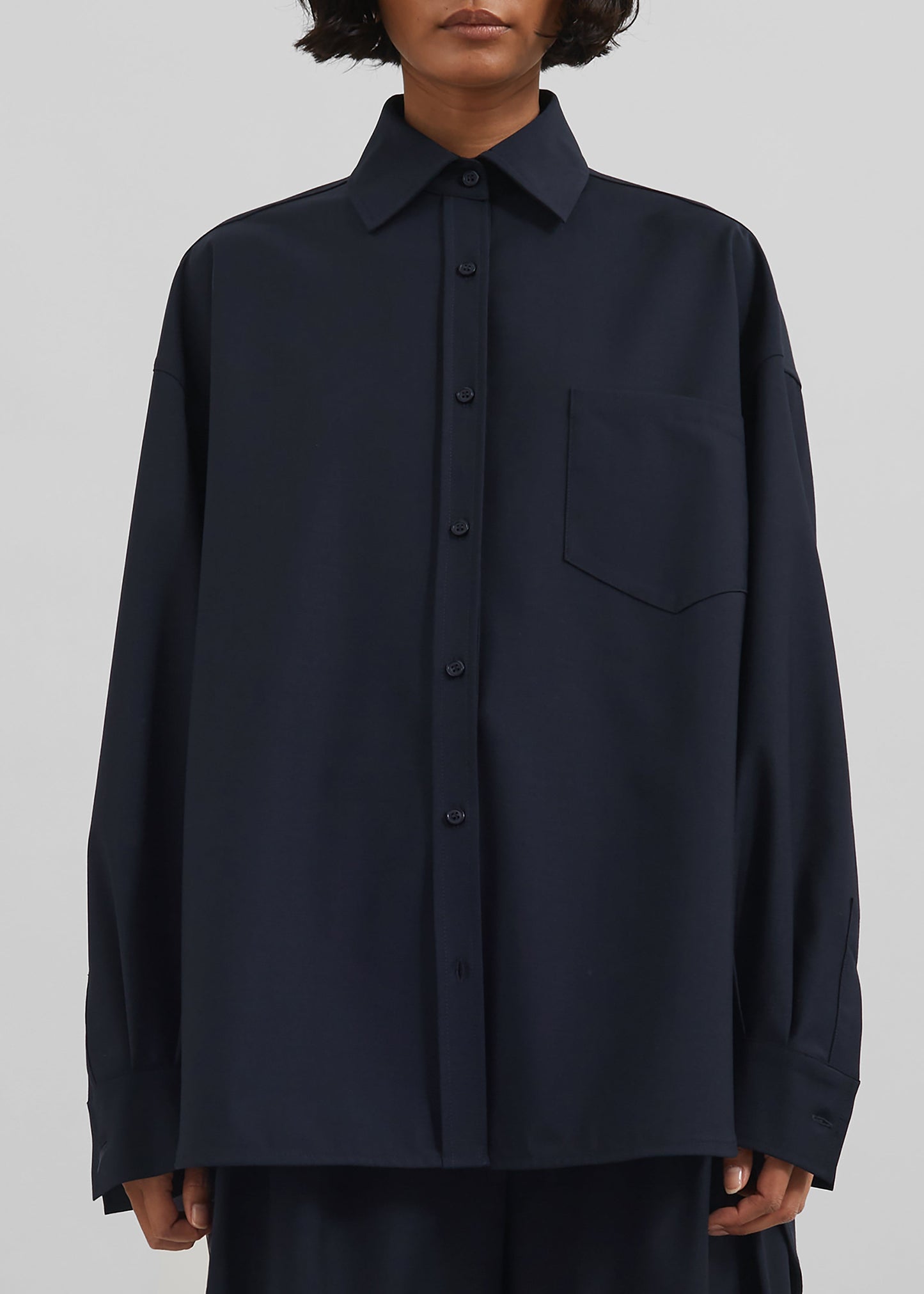 Georgia Wool Blend Shirt - Dark Navy