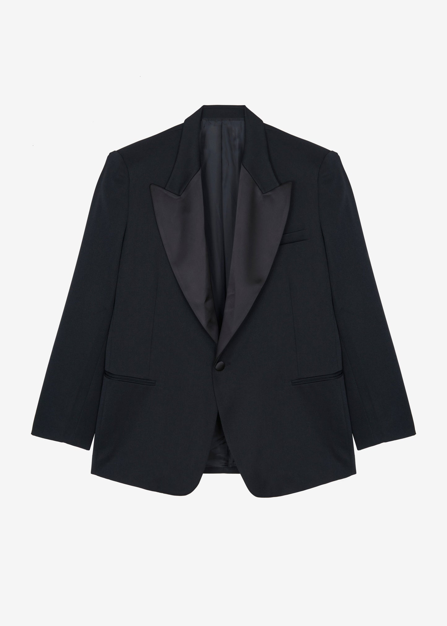 Halle Satin Collar Blazer - Black