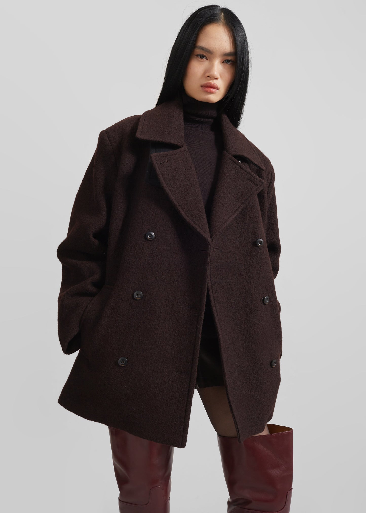 Hallen Double Breasted Wool Coat - Brown