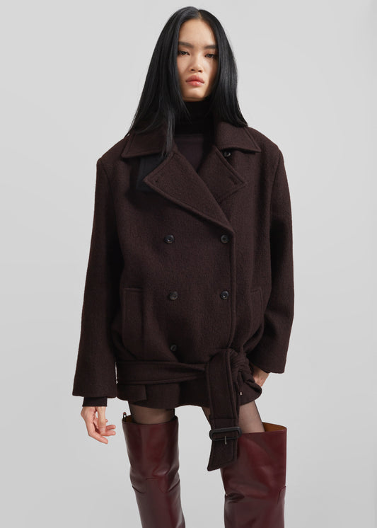 Hallen Double Breasted Wool Coat - Brown