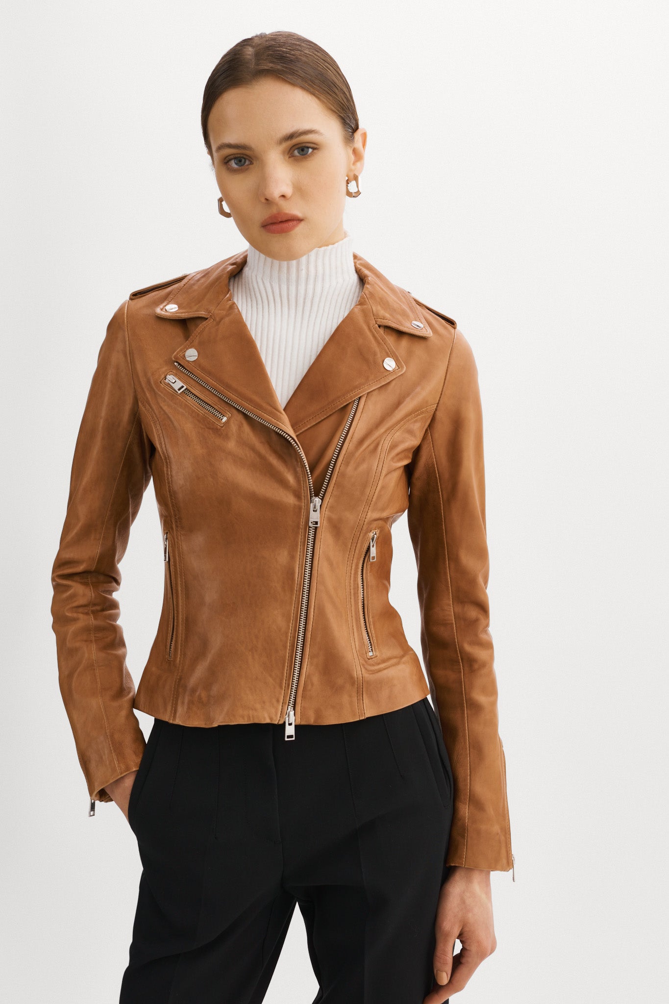 HARPER | Fitted Leather Biker Jacket